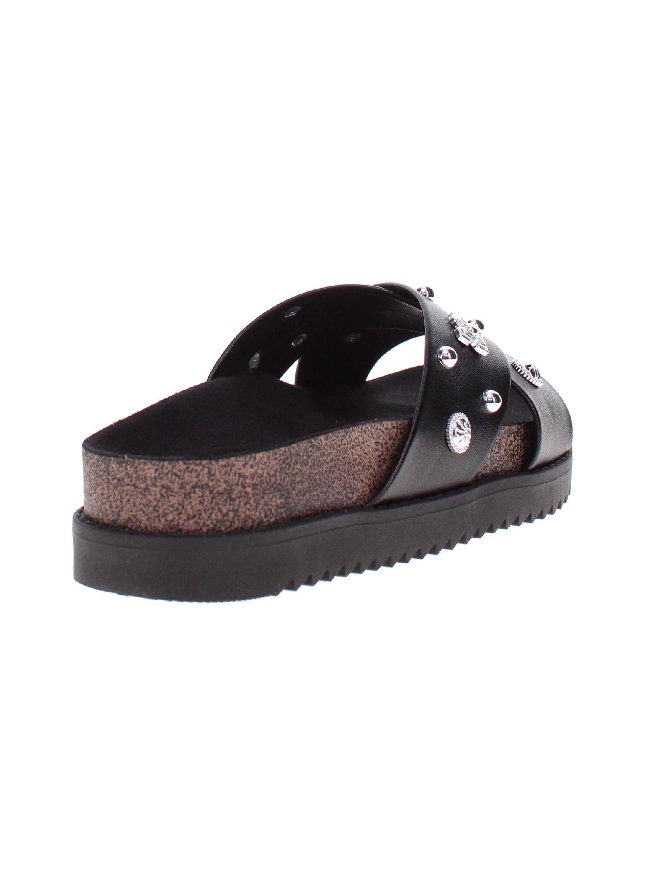 Black Embellished Comfort Sandals