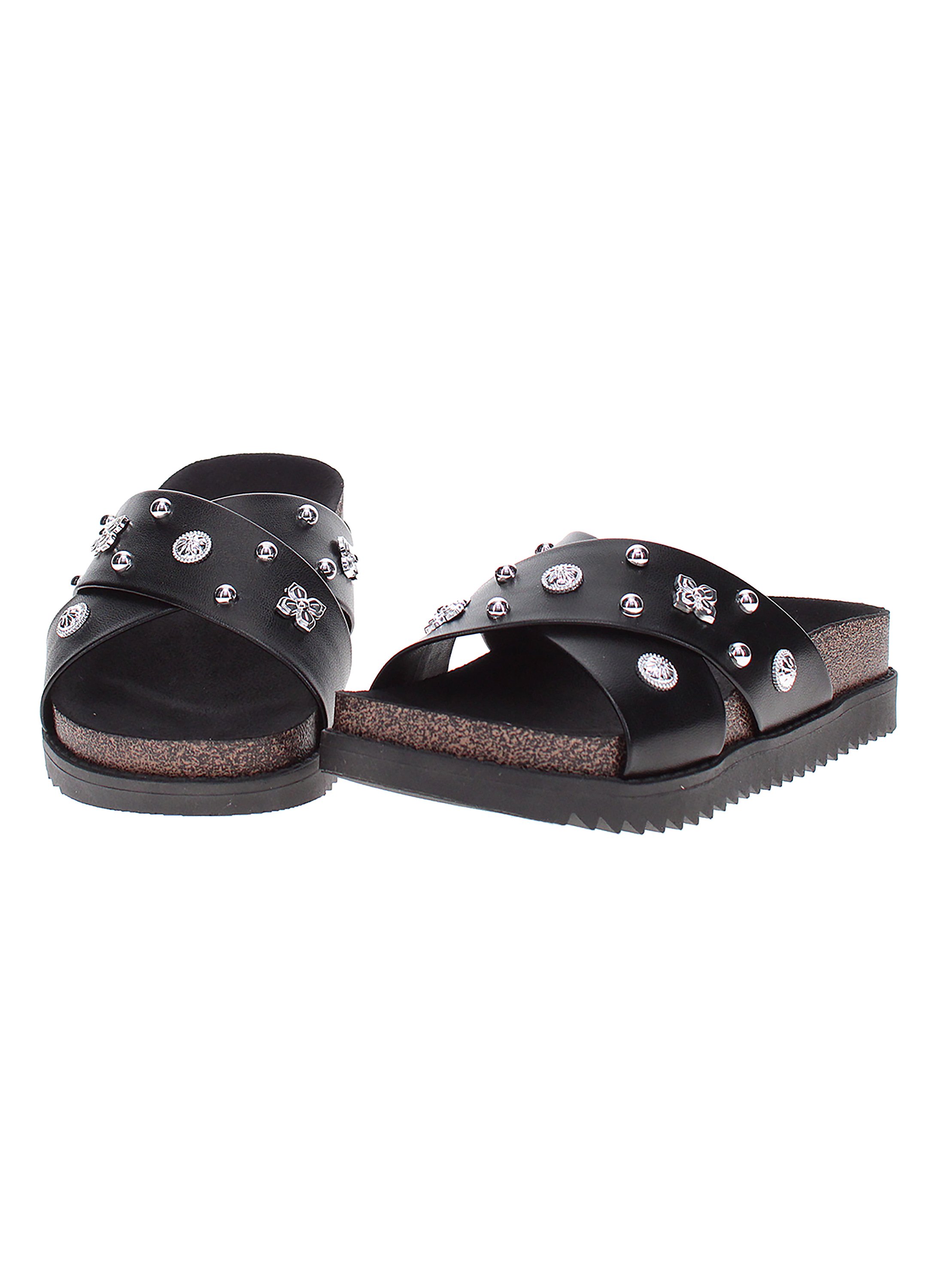 Black Embellished Comfort Sandals