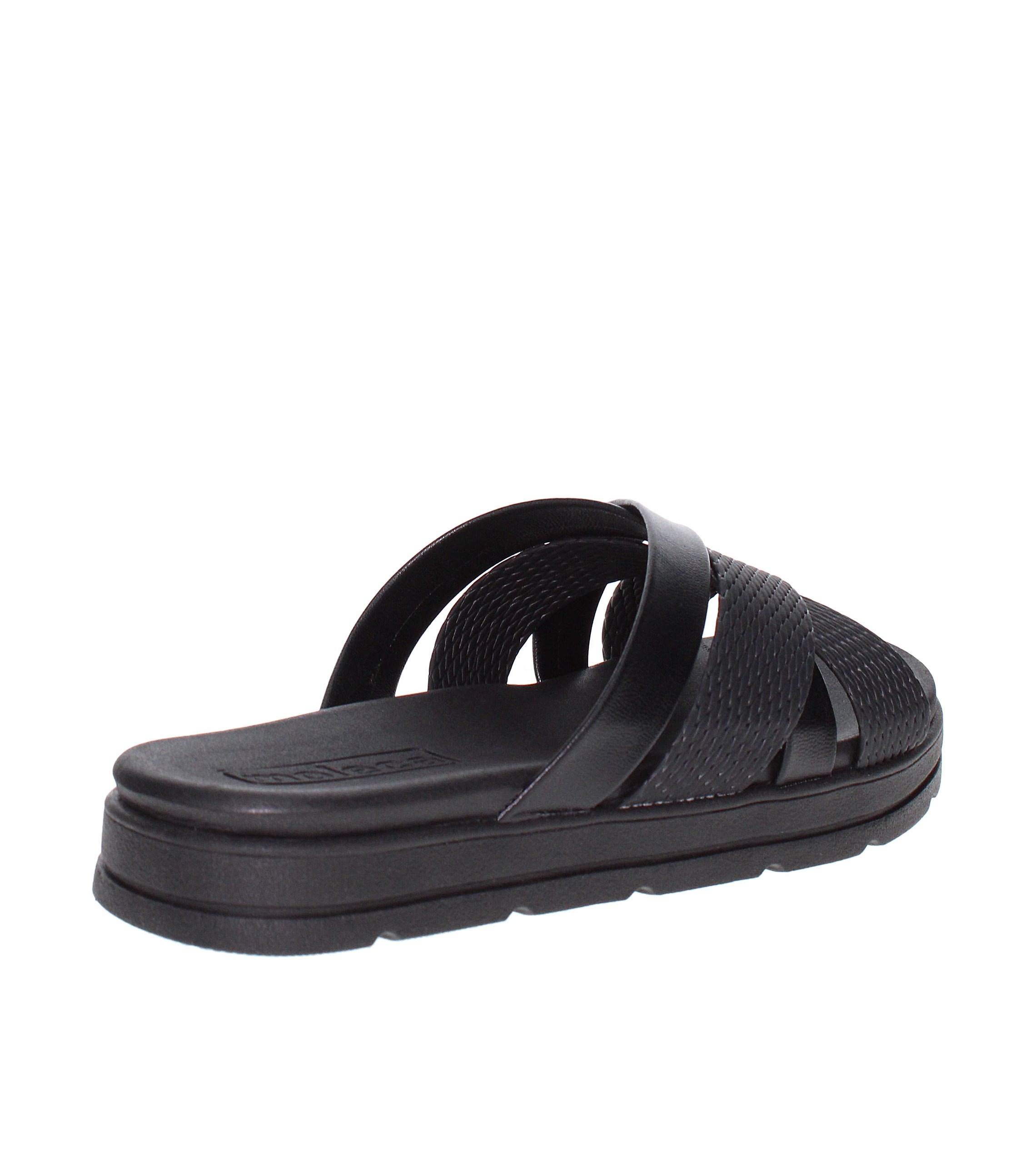 Black Criss Cross Strap Comfort Sandals 