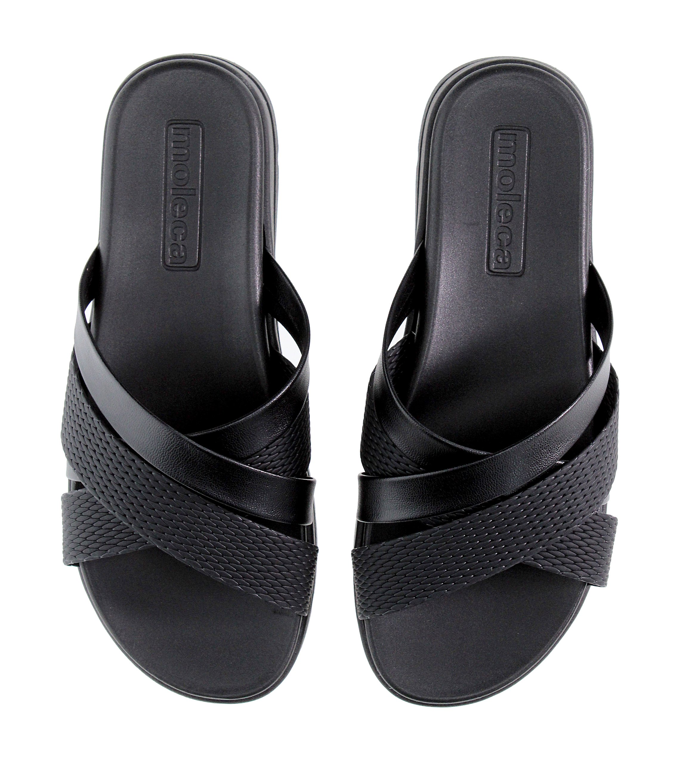Black Criss Cross Strap Comfort Sandals 