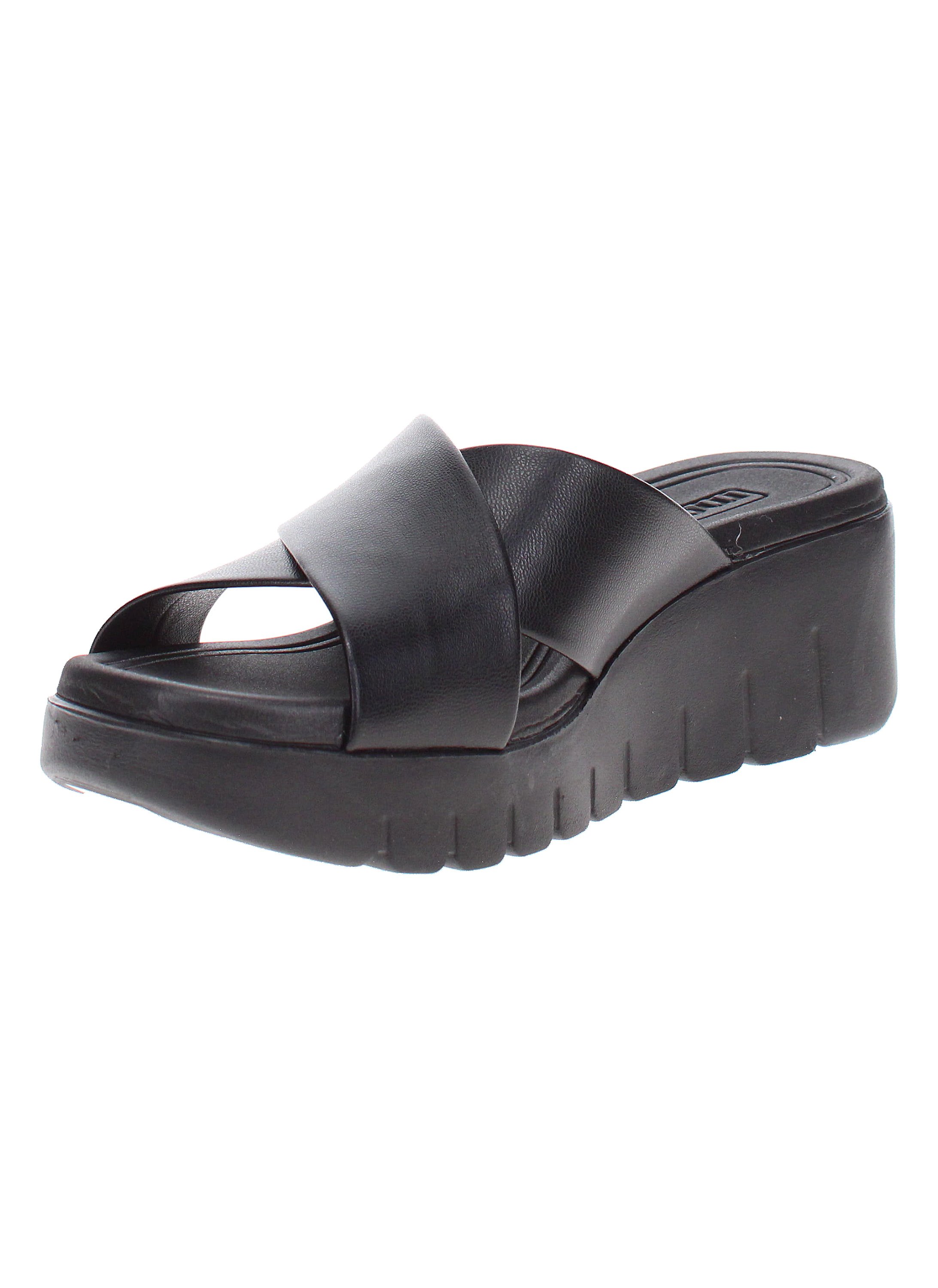 Black Criss-Cross Flat Sandals