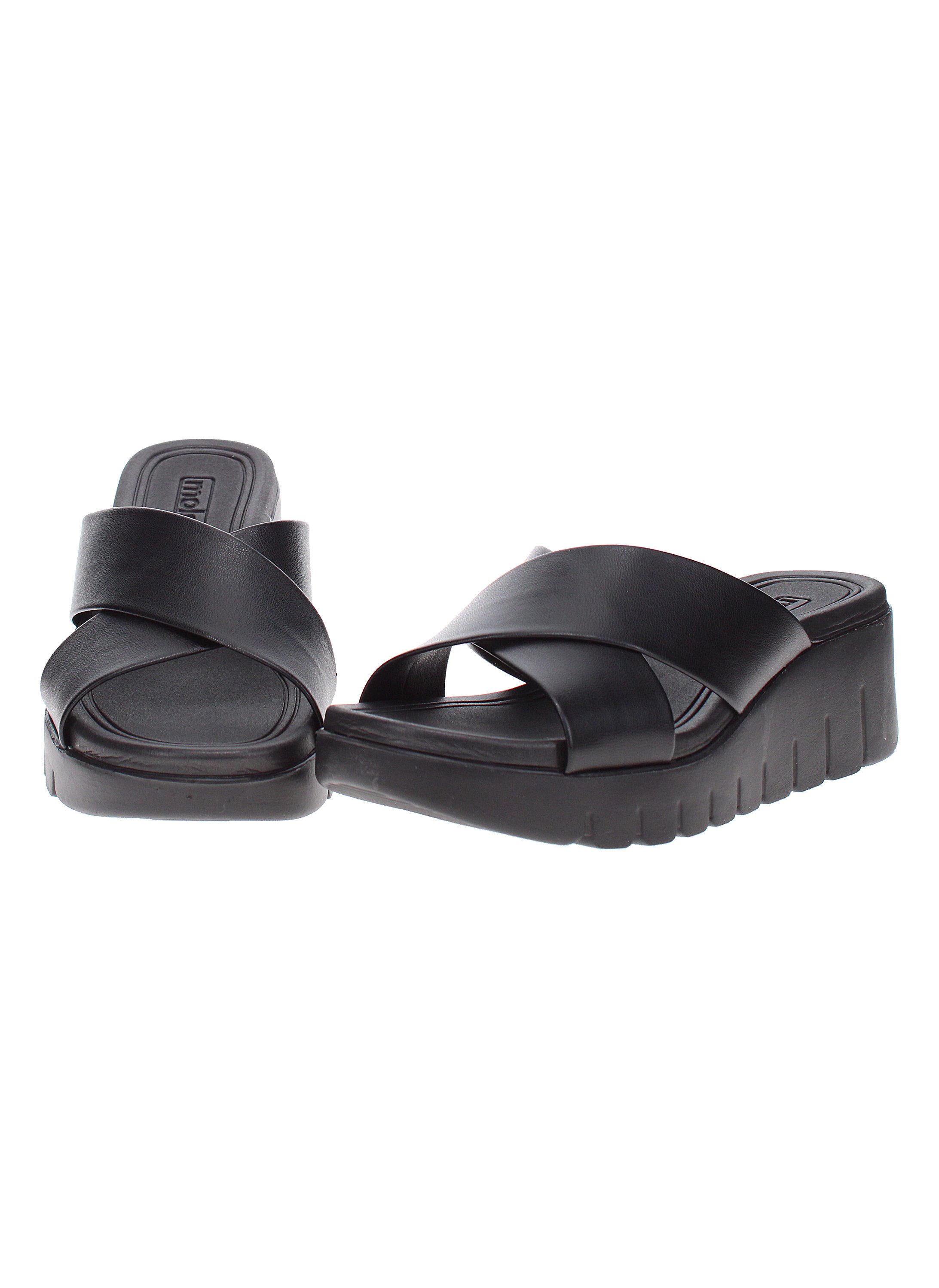 Black Criss-Cross Flat Sandals