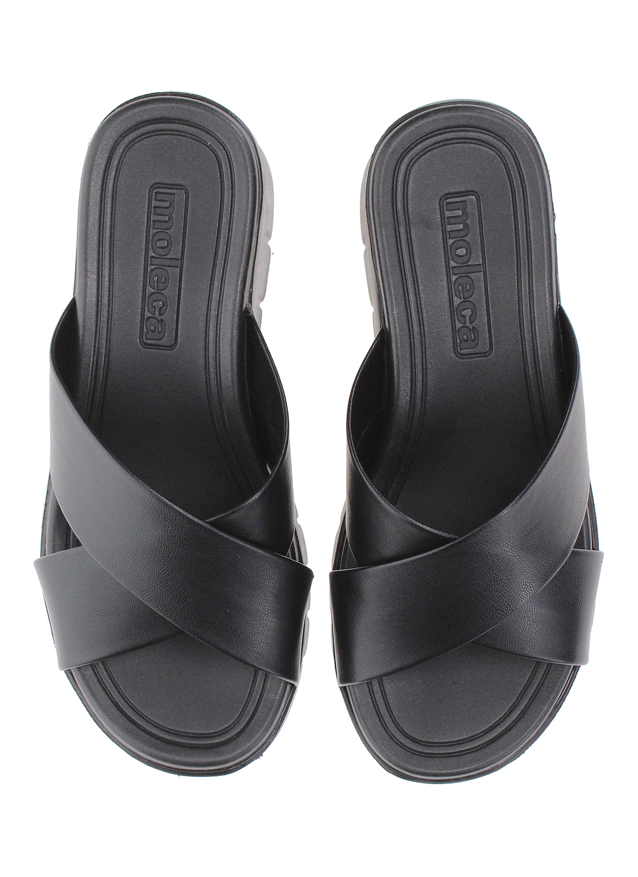 Black Criss-Cross Flat Sandals