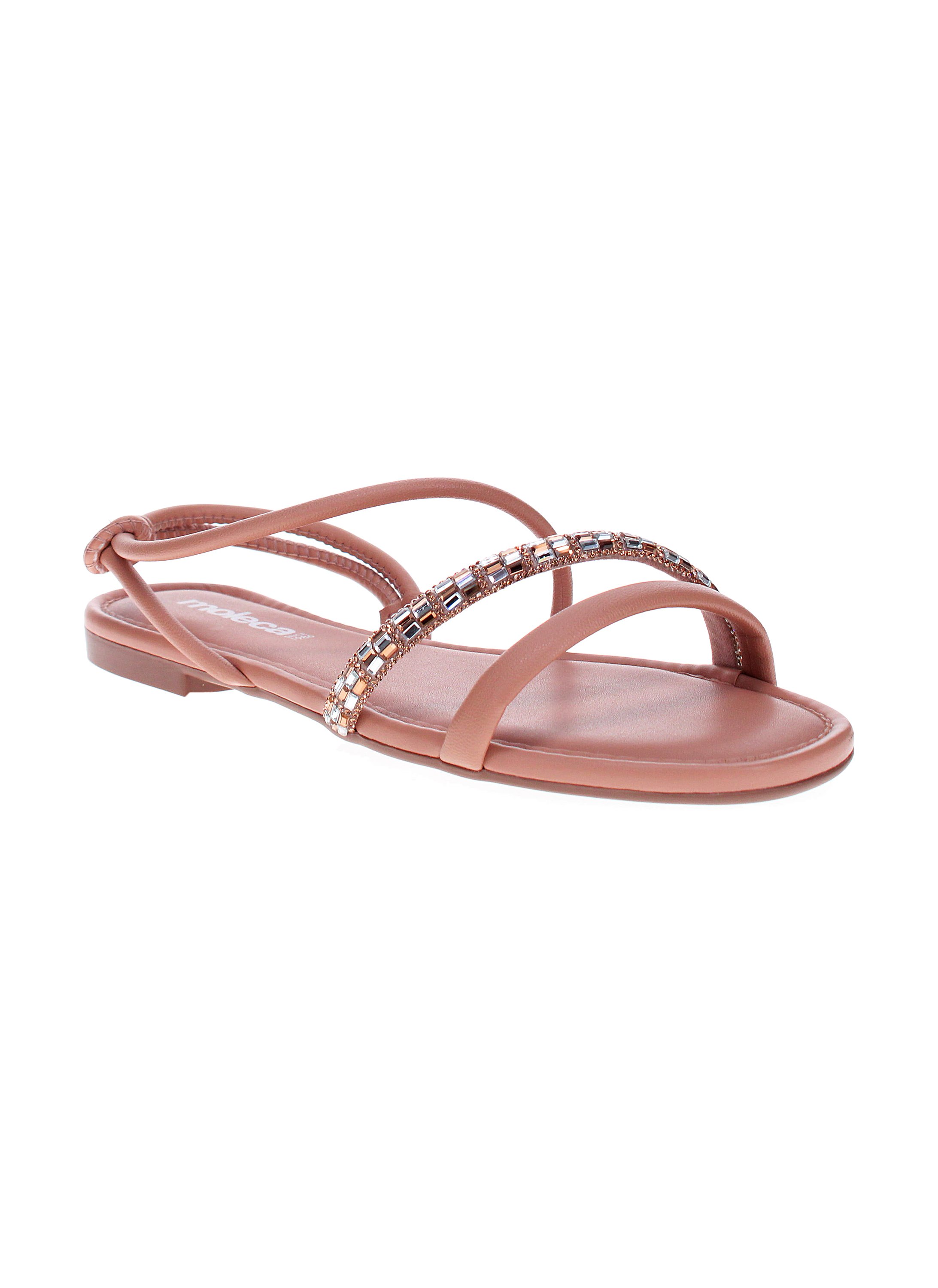 Nude Embellished Flat Sandals 