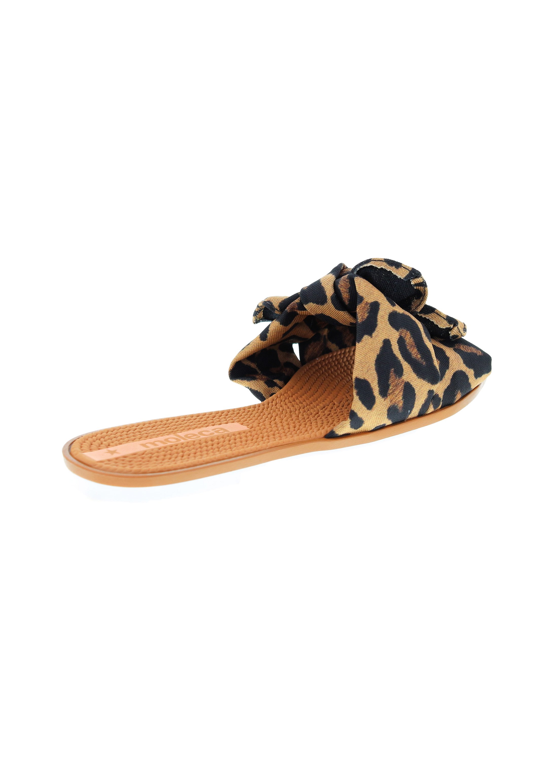 Brown Animal Print Bow Detail Flat Sandals 