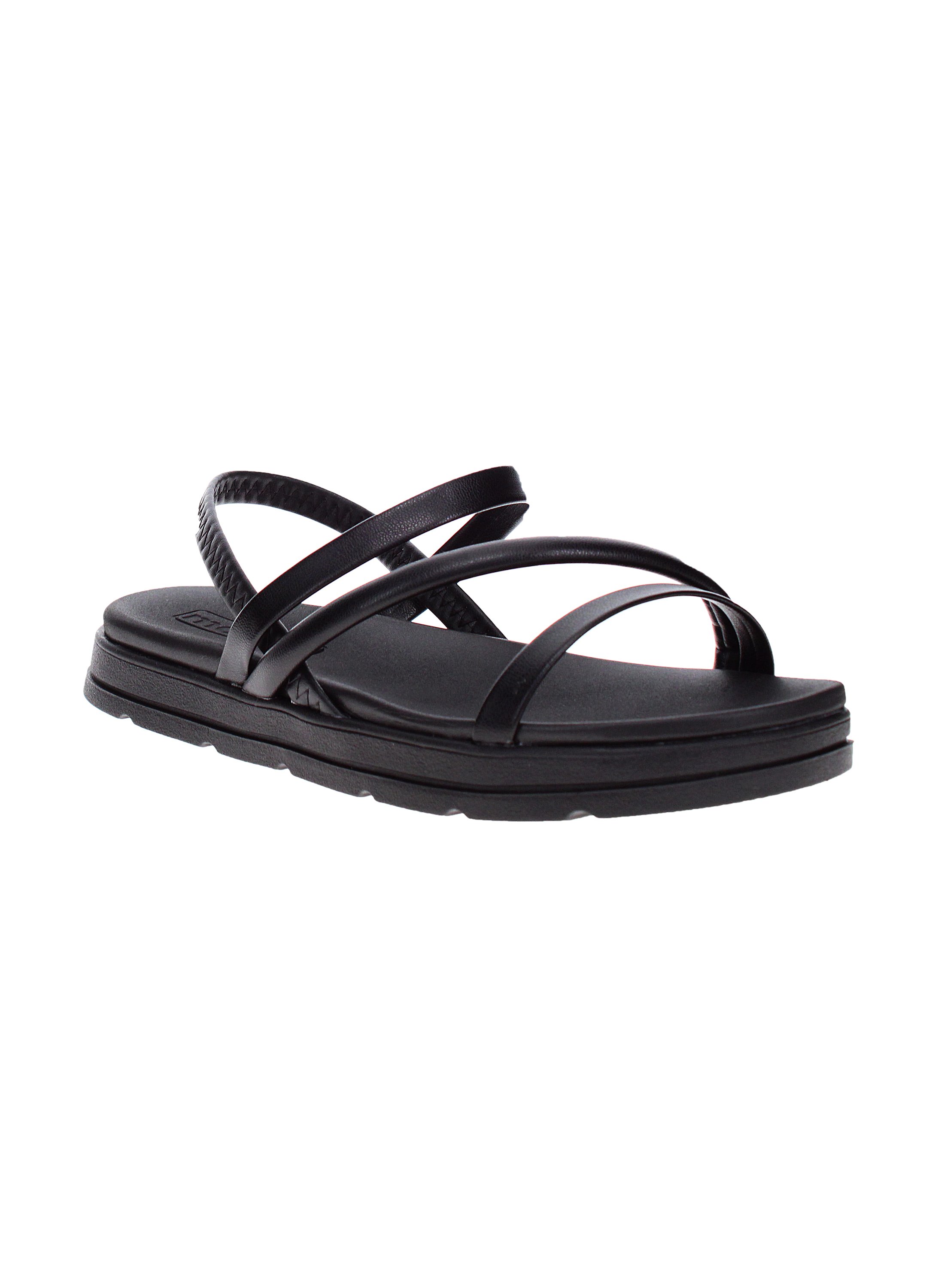 Black Plain Strappy Comfort Sandals 