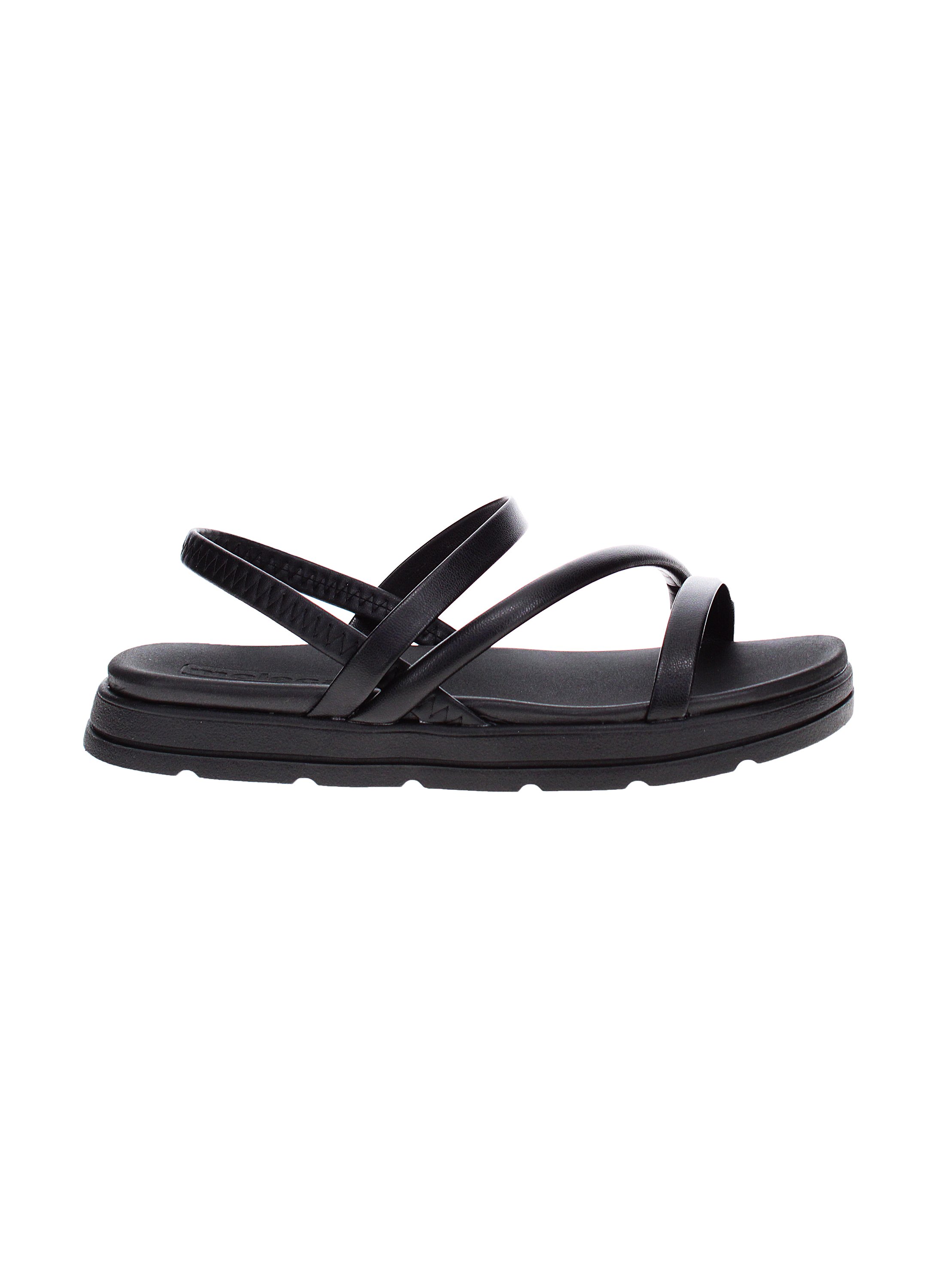 Black Plain Strappy Comfort Sandals 