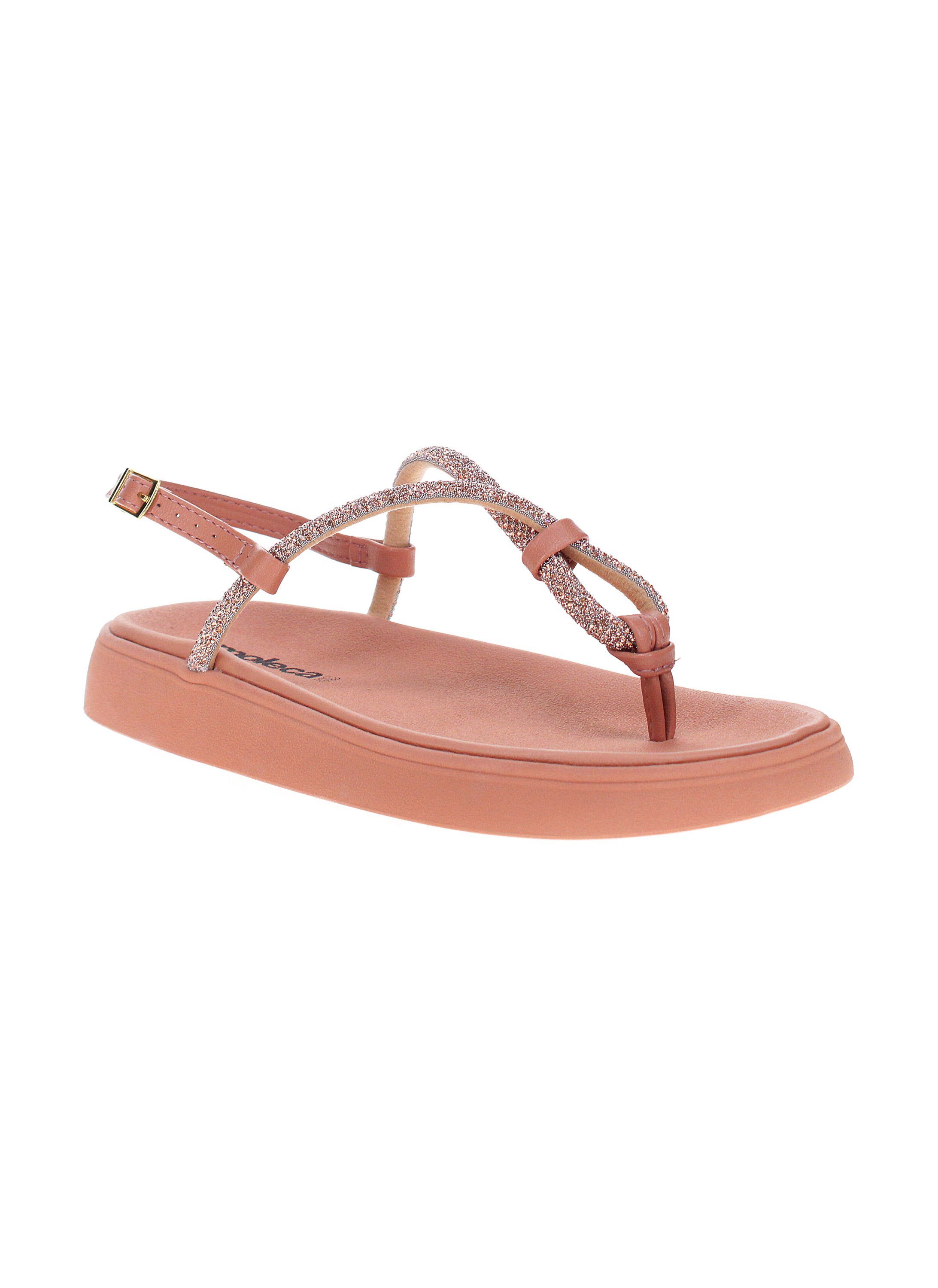 Pink Embellished Thong Toe Comfort Sandals with Buckle 