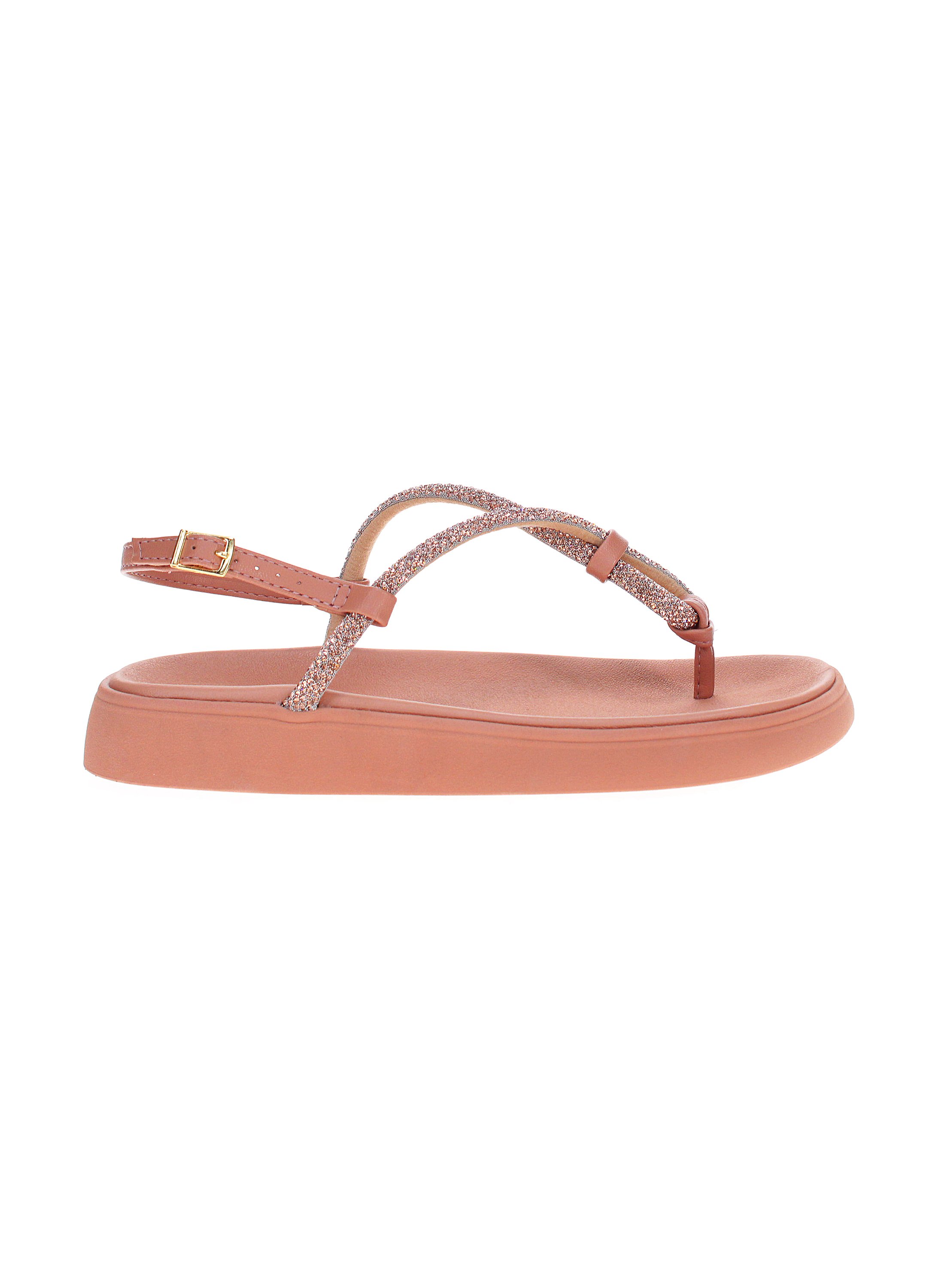 Pink Embellished Thong Toe Comfort Sandals with Buckle 