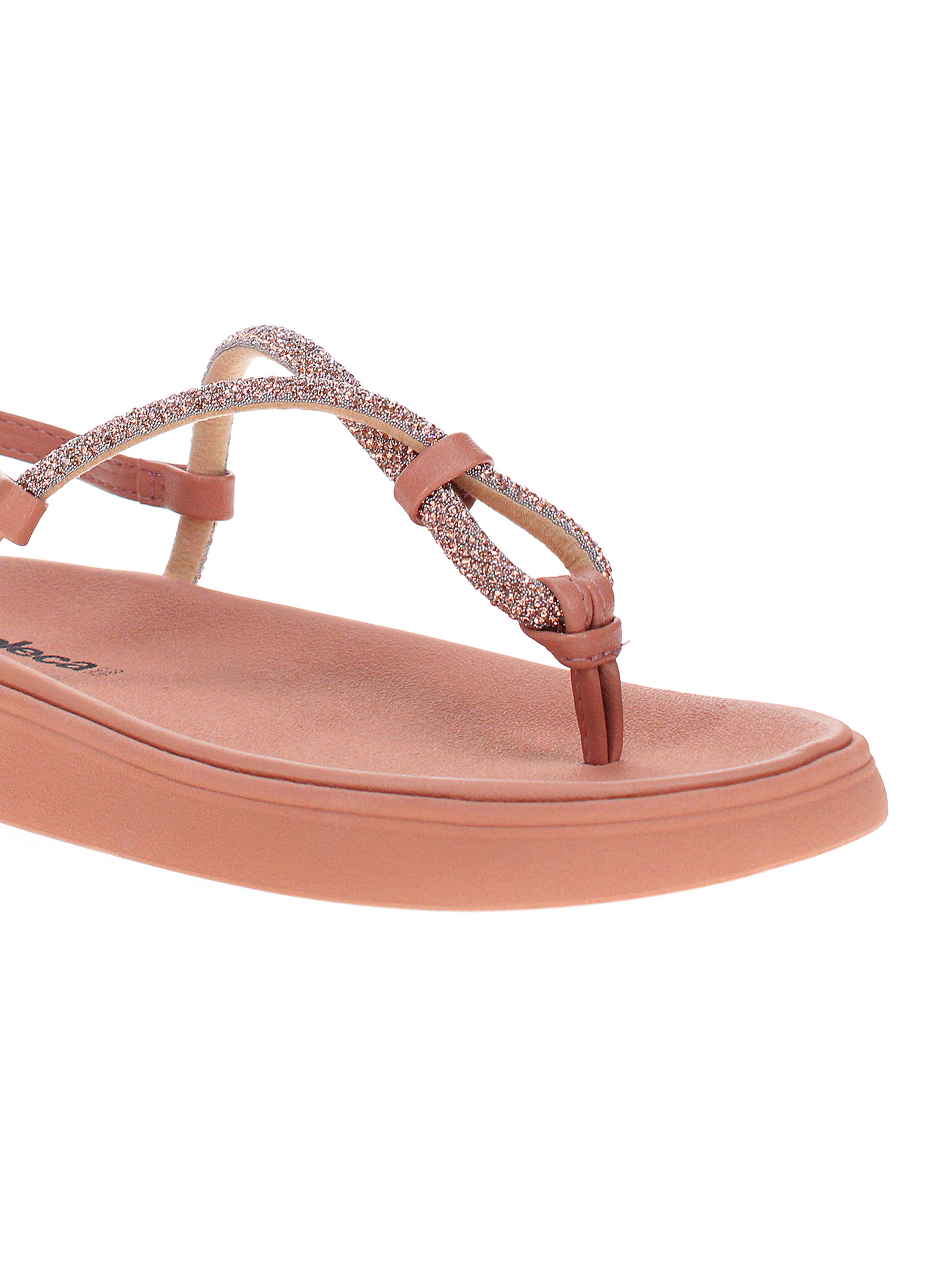 Pink Embellished Thong Toe Comfort Sandals with Buckle 