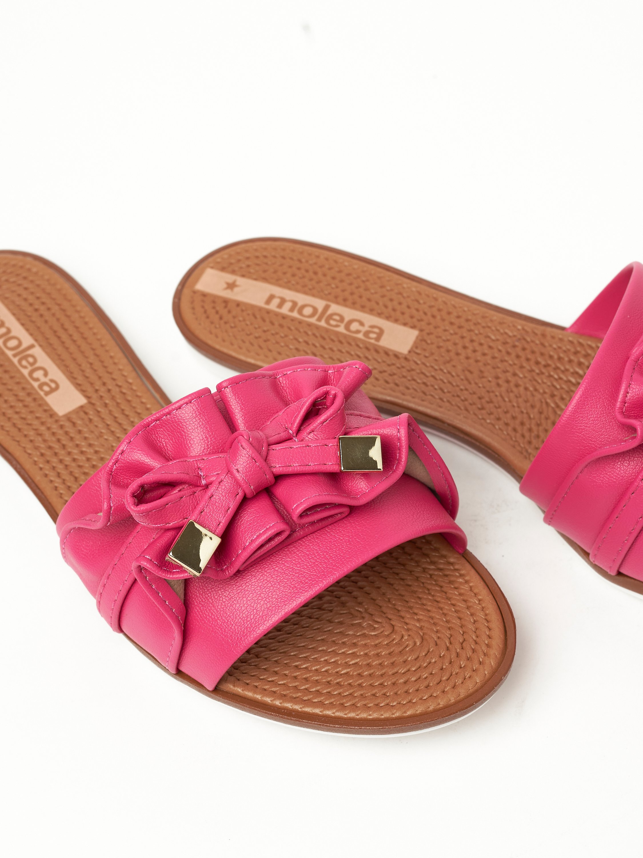 Pink Bow Detail Flat Sandals 