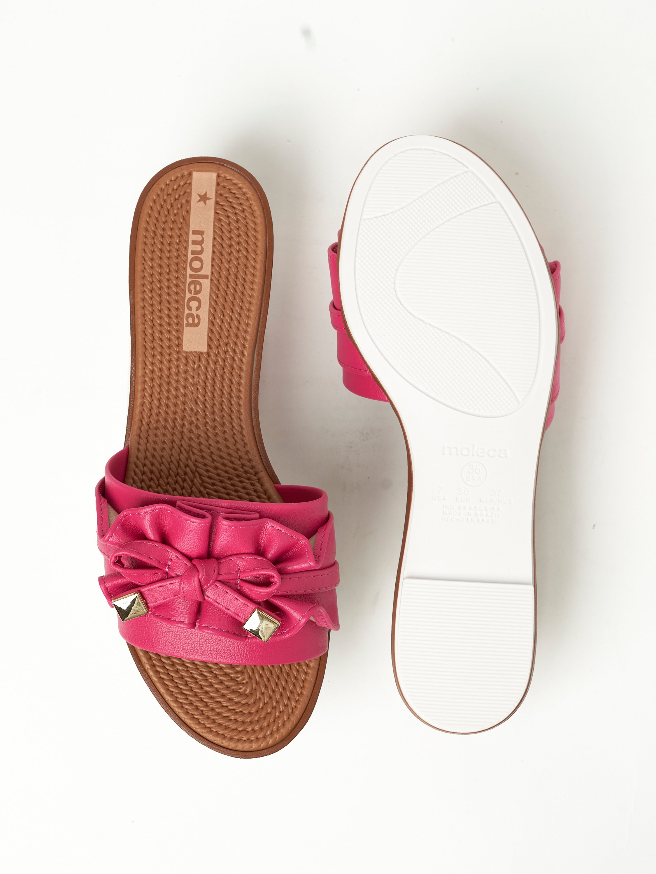 Pink Bow Detail Flat Sandals 