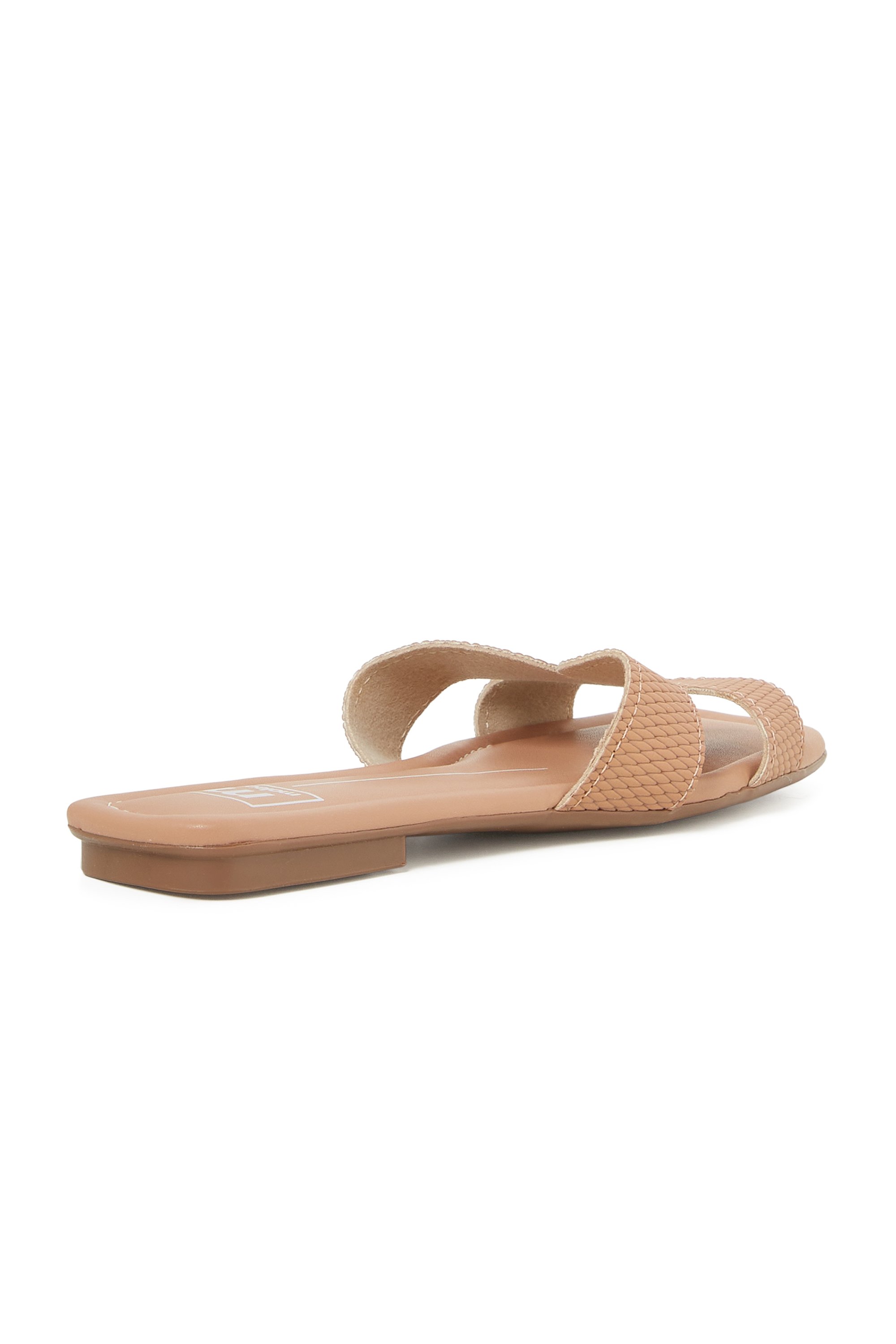 Nude Textured Flat Sandals 