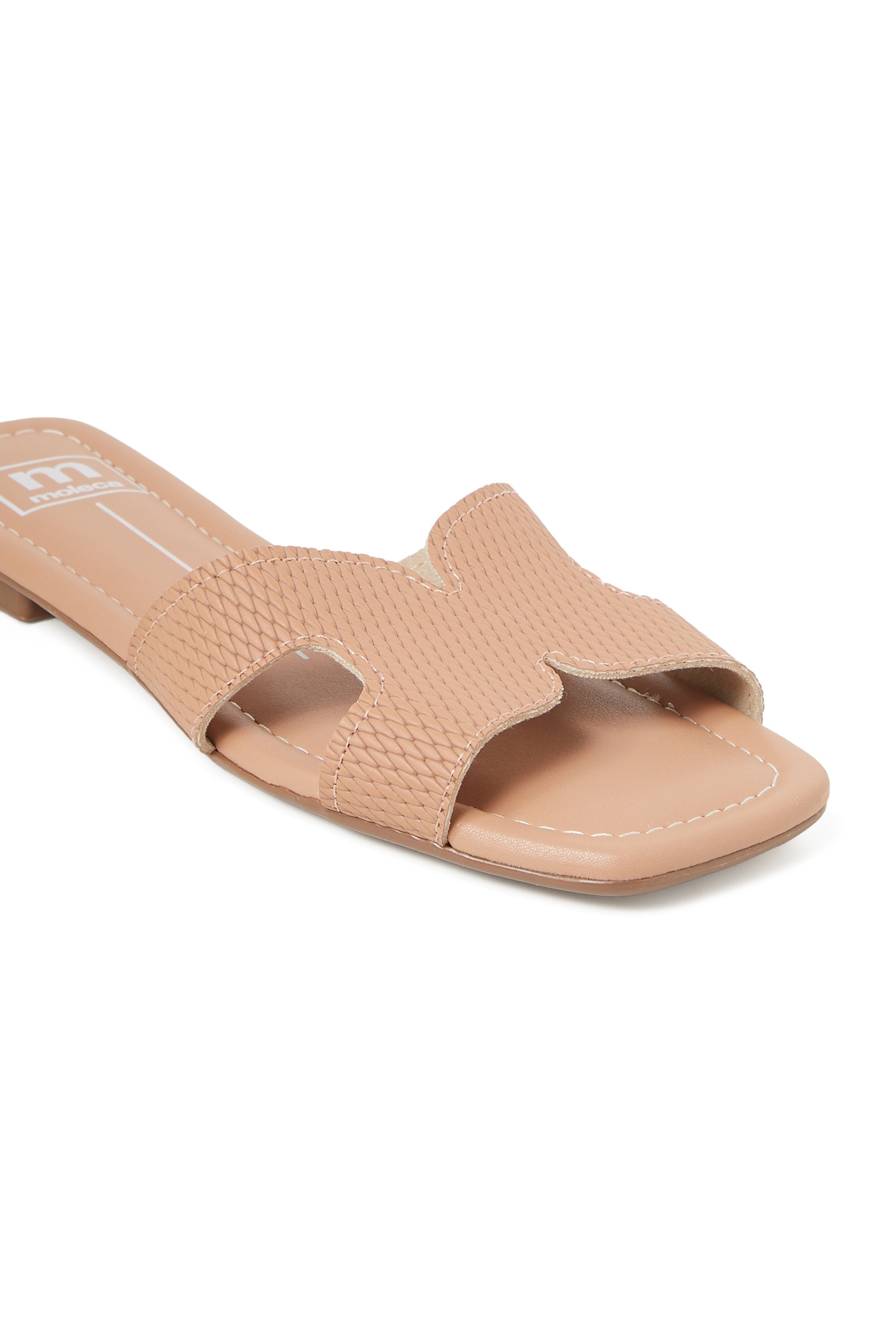 Nude Textured Flat Sandals 