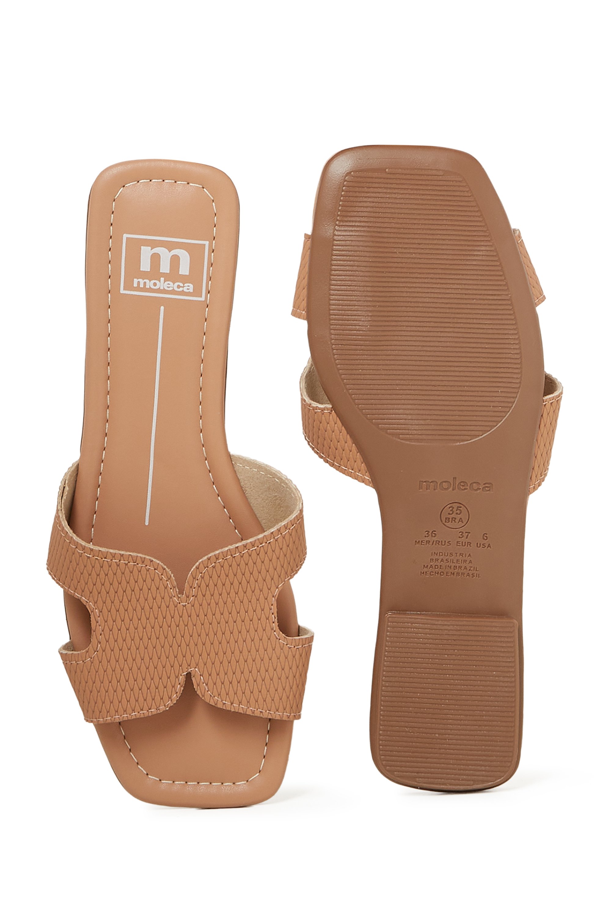 Nude Textured Flat Sandals 