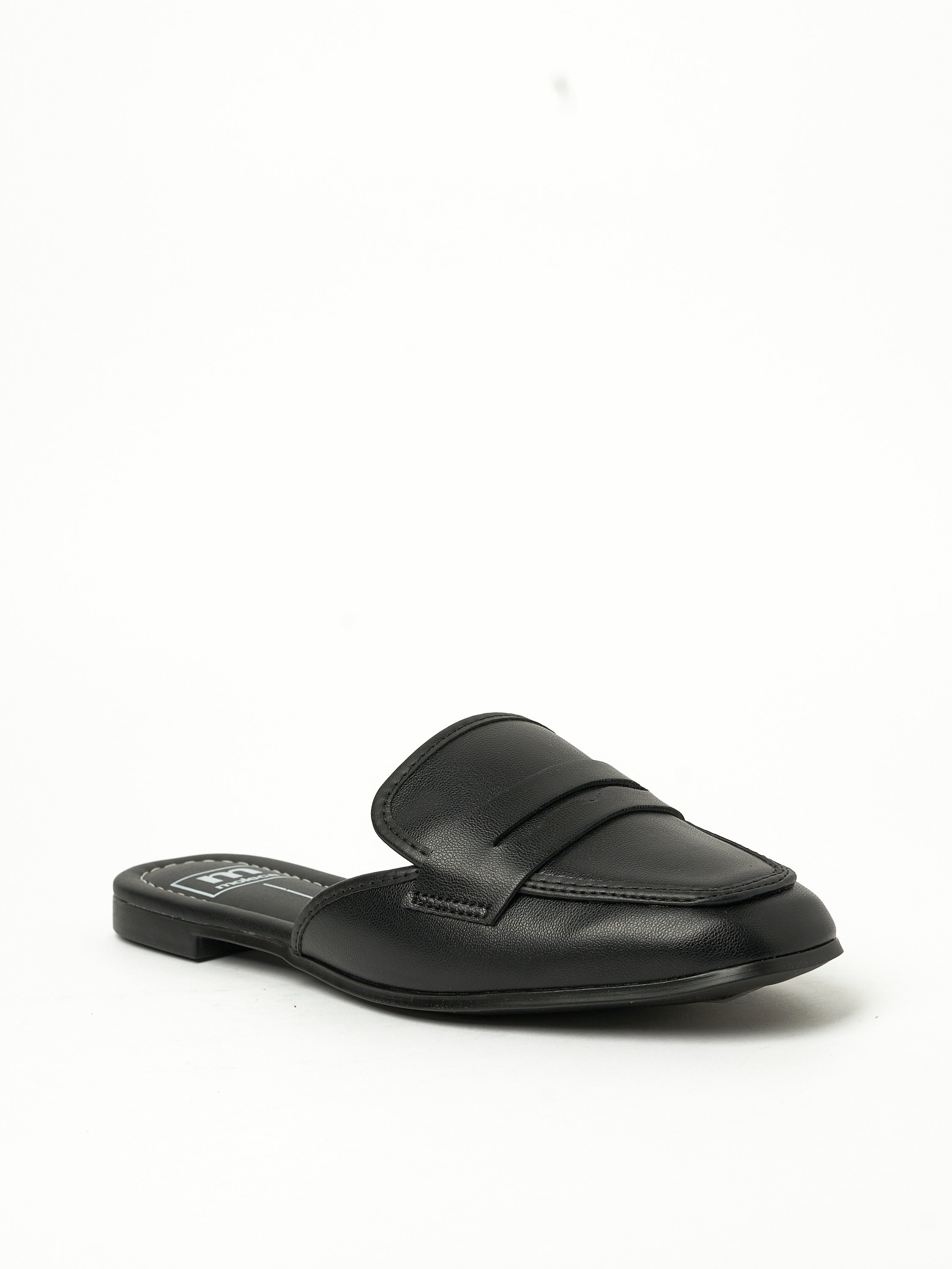 Black Aliana Plain Square Toe Mules