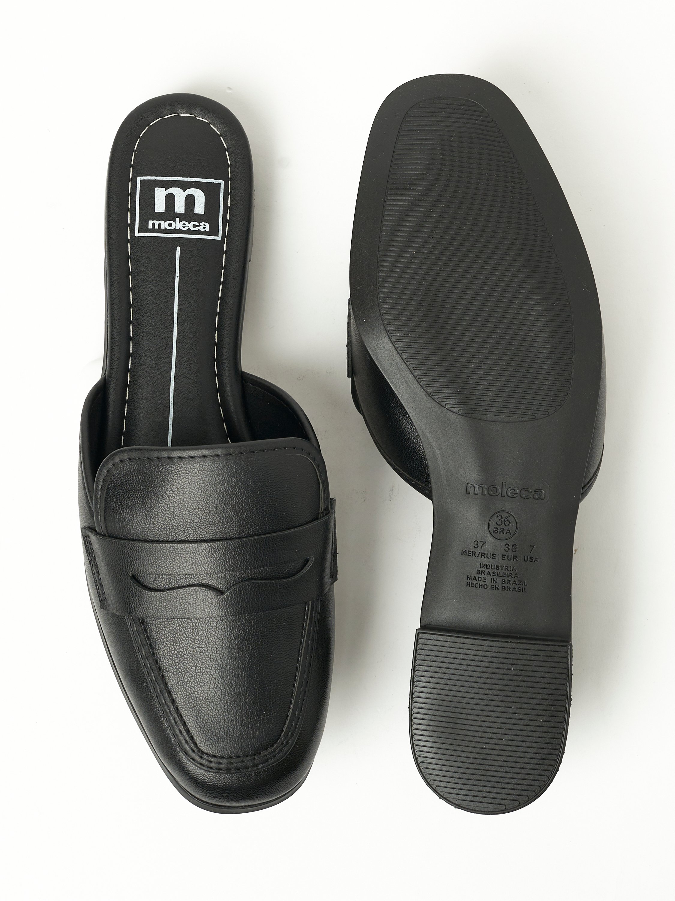 Black Aliana Plain Square Toe Mules