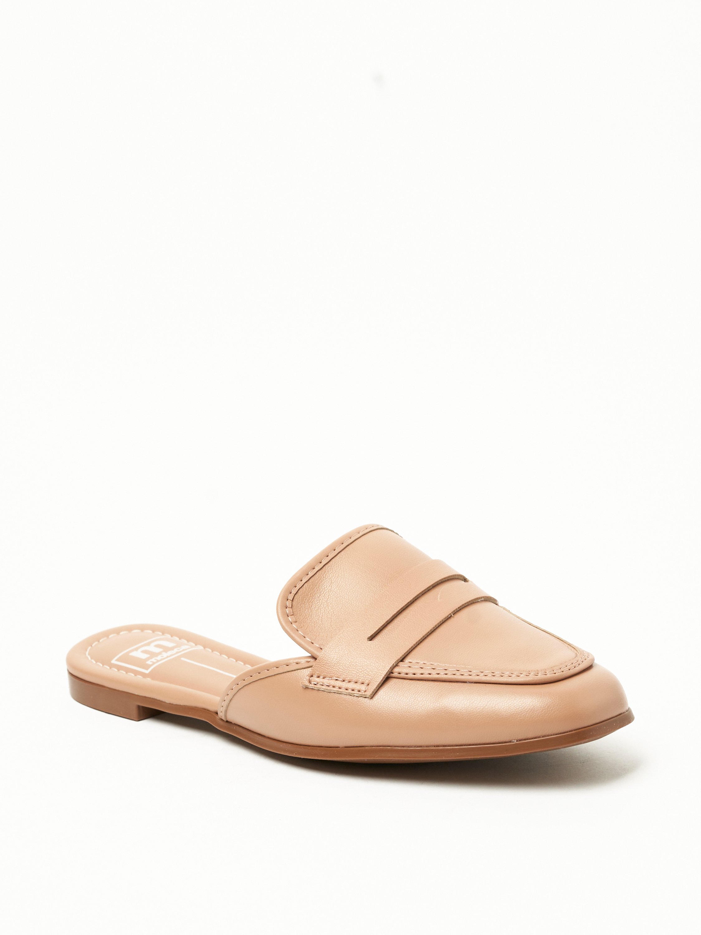 Nude Square Toe Slip-On Mules