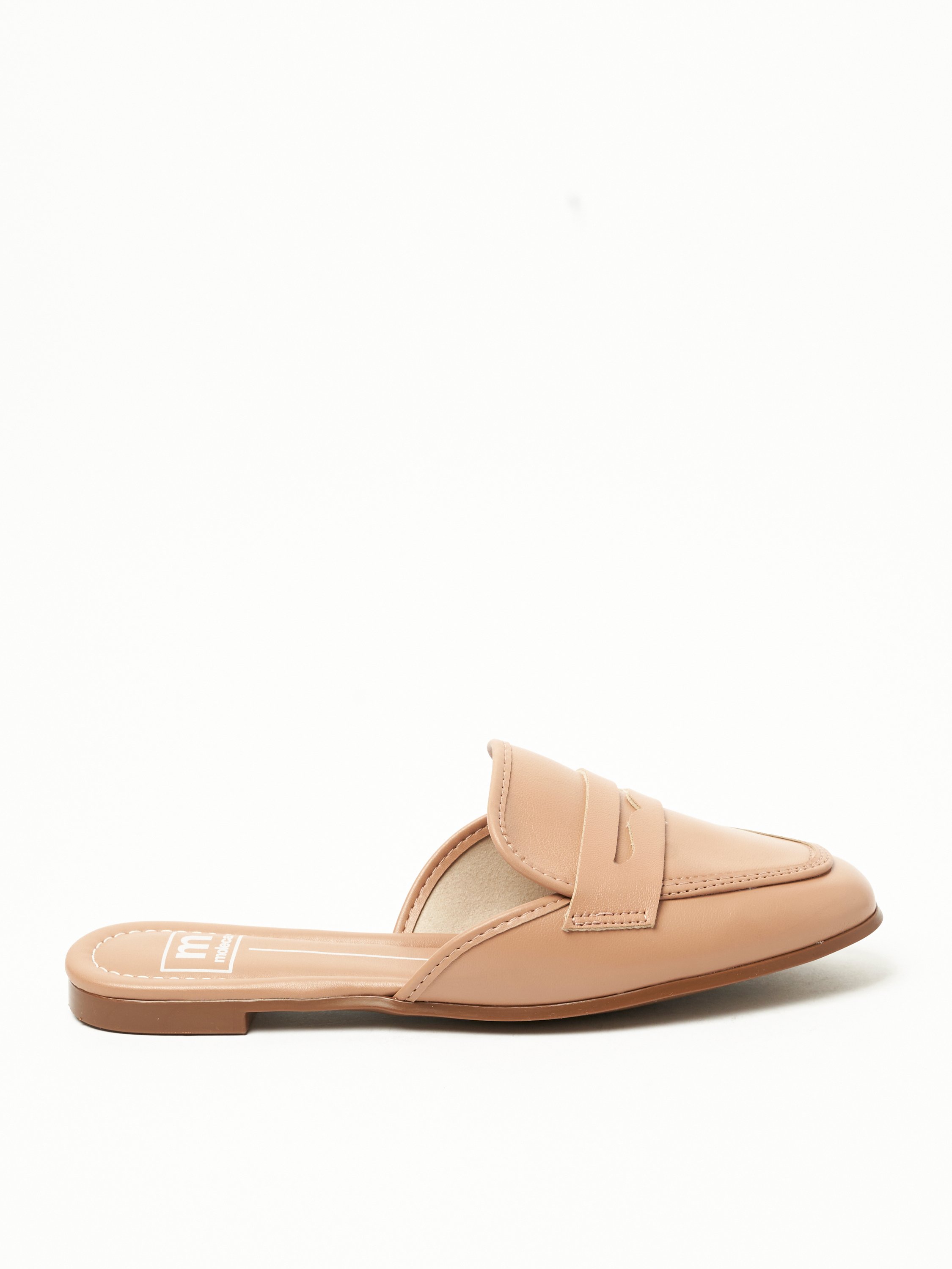 Nude Square Toe Slip-On Mules