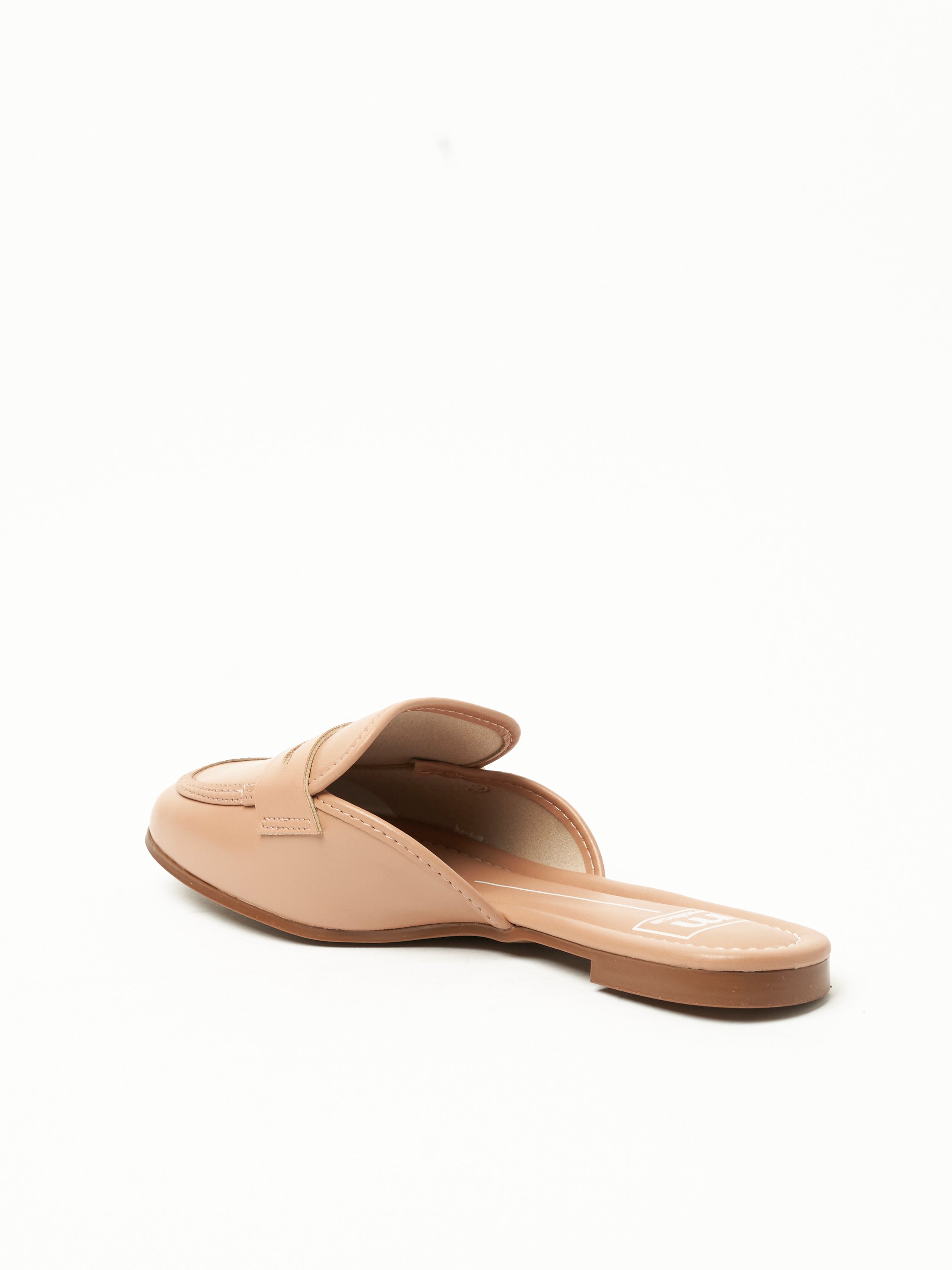Nude Square Toe Slip-On Mules
