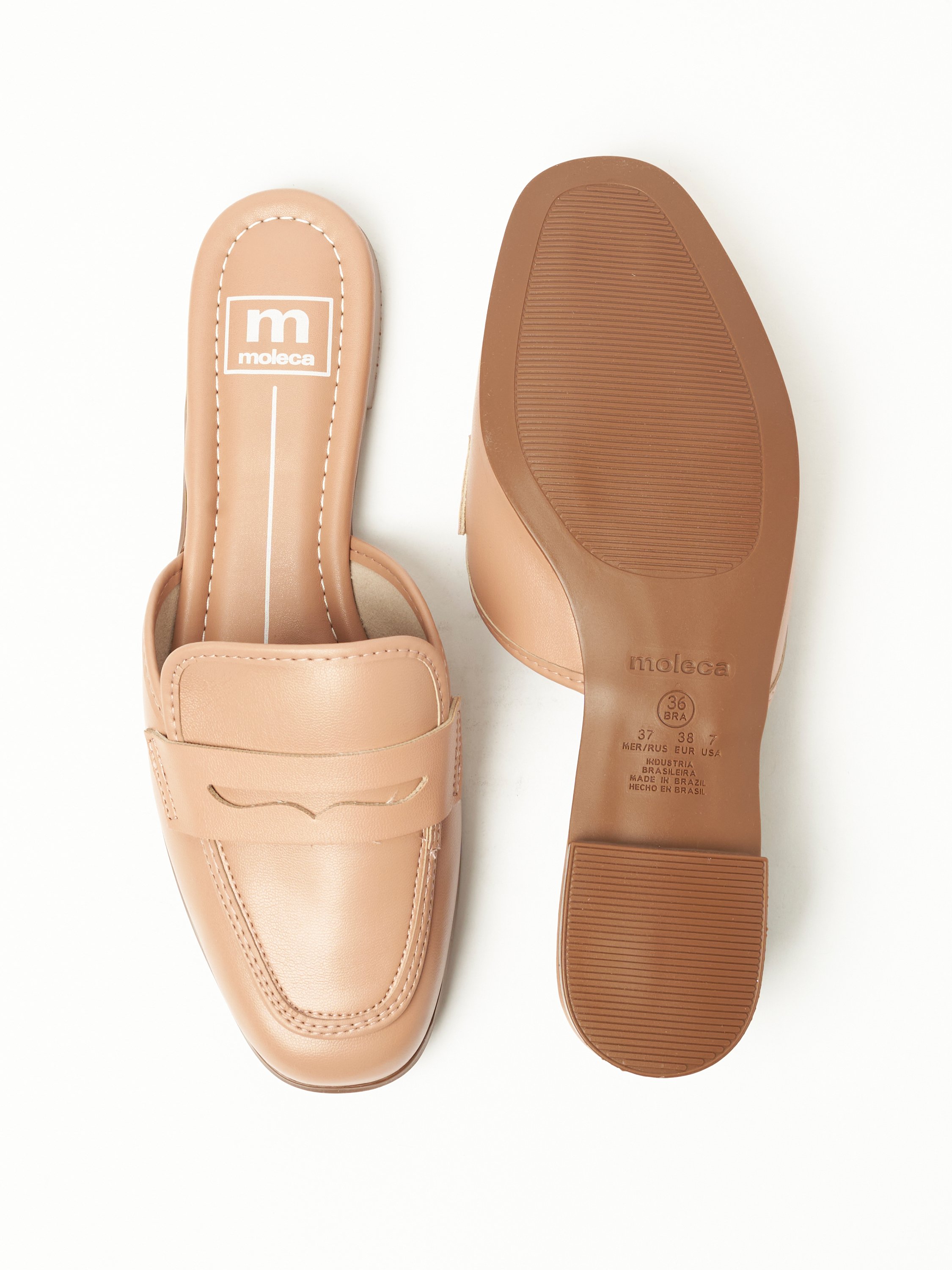 Nude Square Toe Slip-On Mules