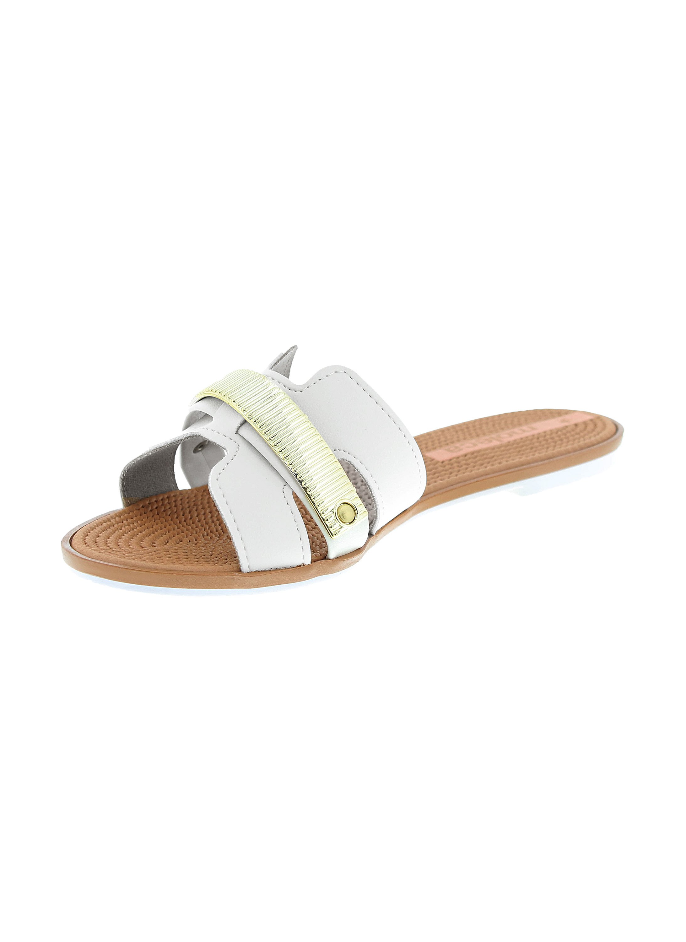 Off White Contrast Trim Flat Sandals 
