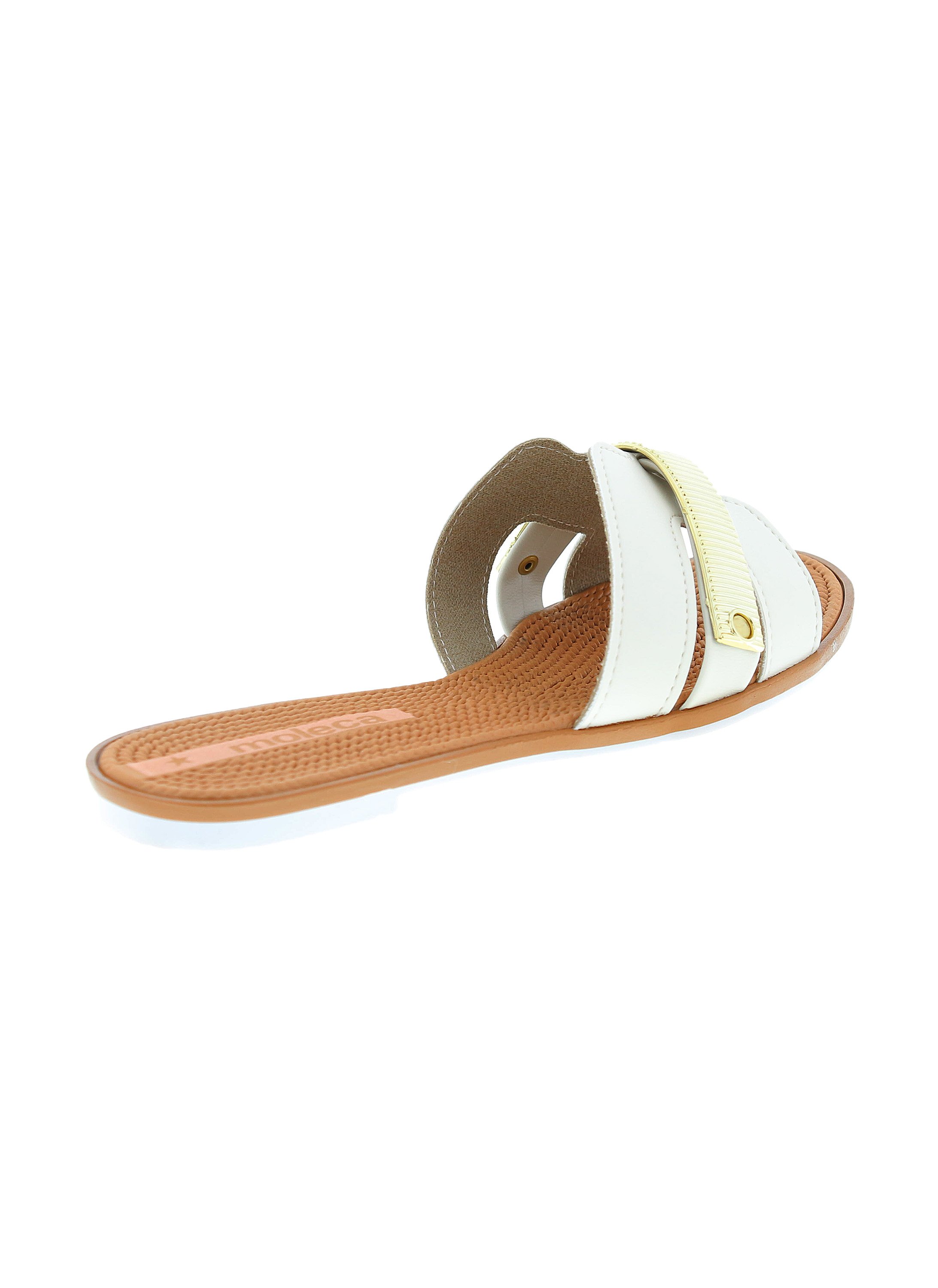 Off White Contrast Trim Flat Sandals 