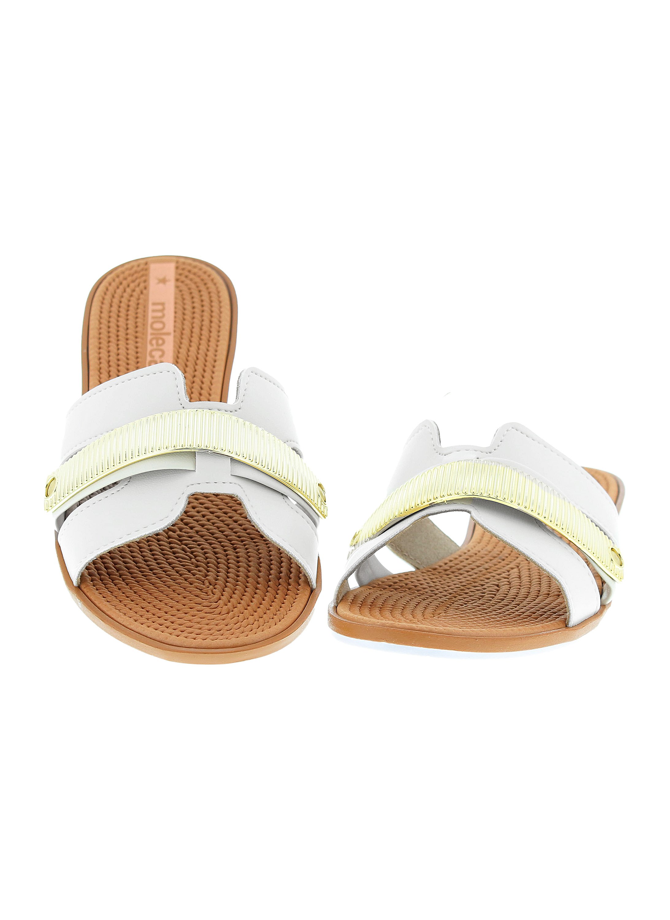 Off White Contrast Trim Flat Sandals 