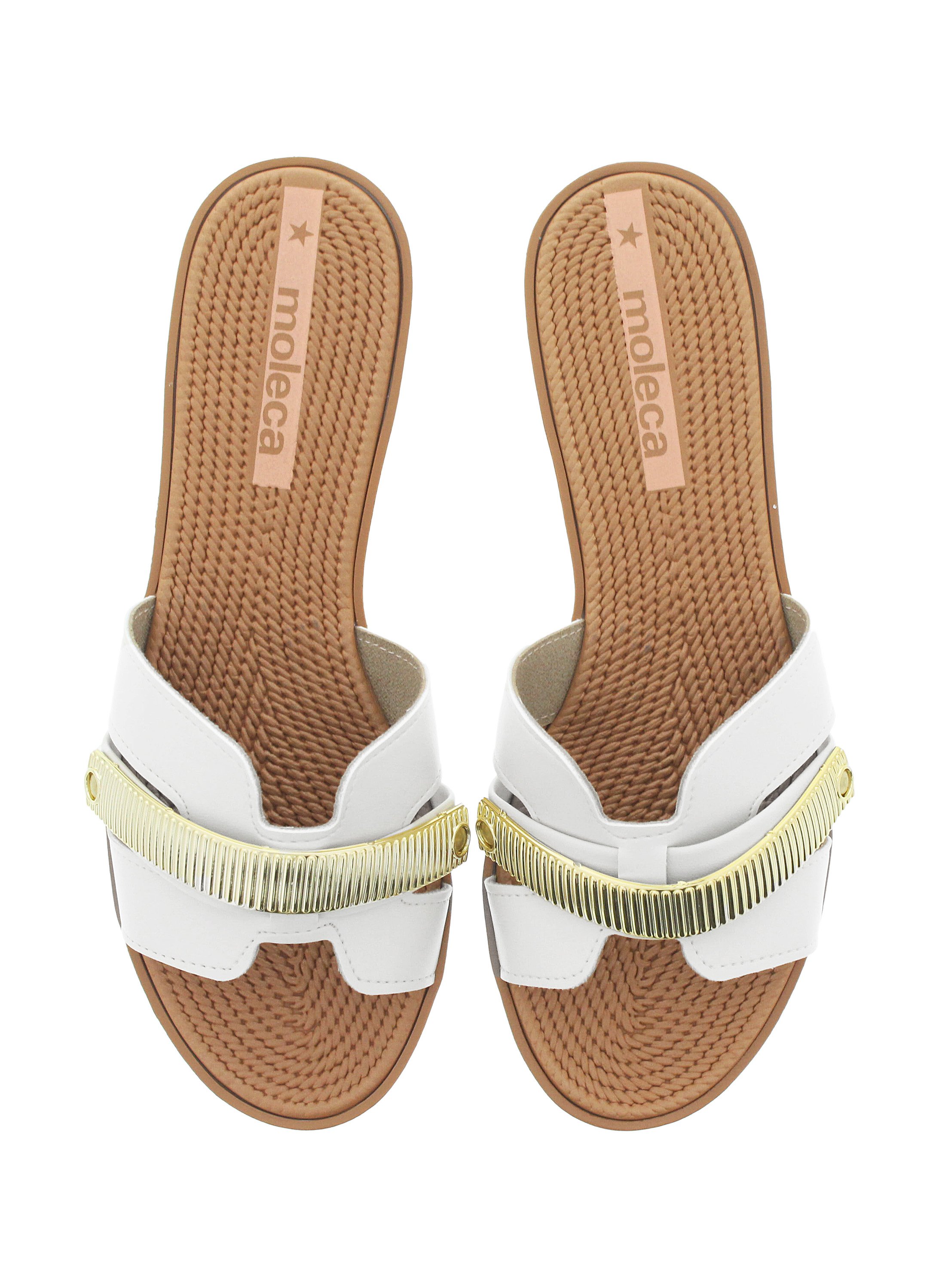 Off White Contrast Trim Flat Sandals 