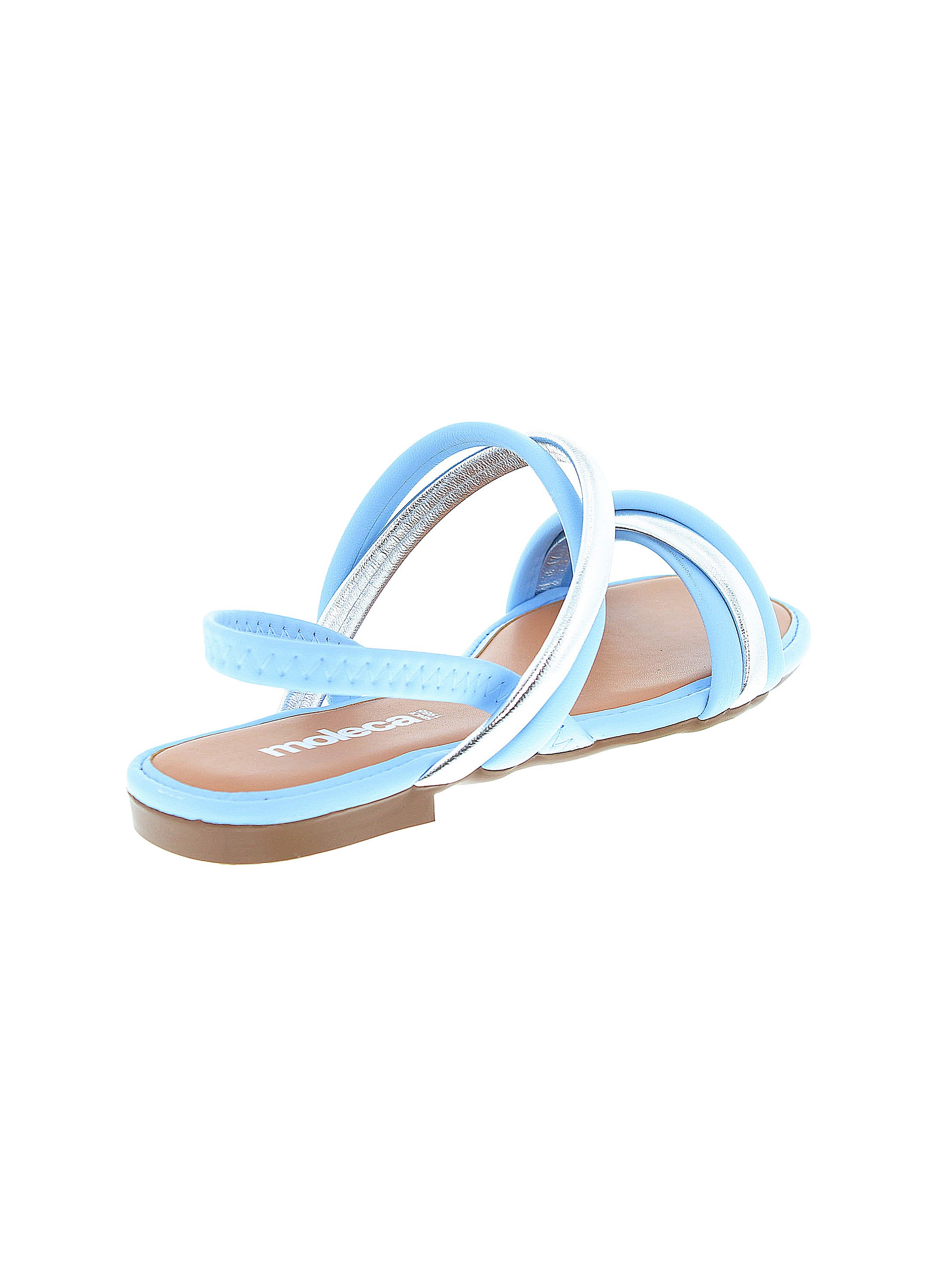 Blue Two Tone Strappy Flat Sandals 