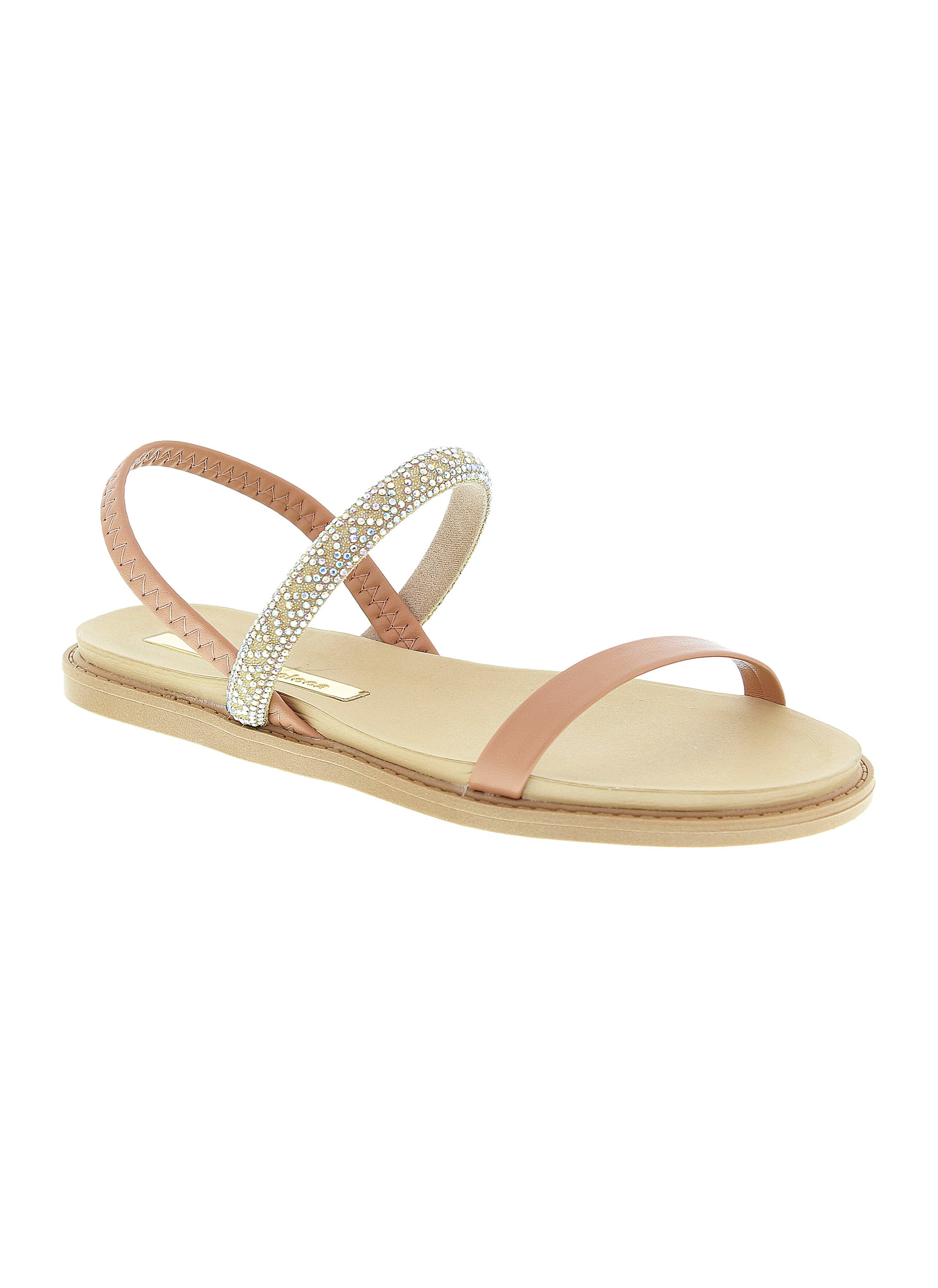Nude Embellished Flat Sandals 
