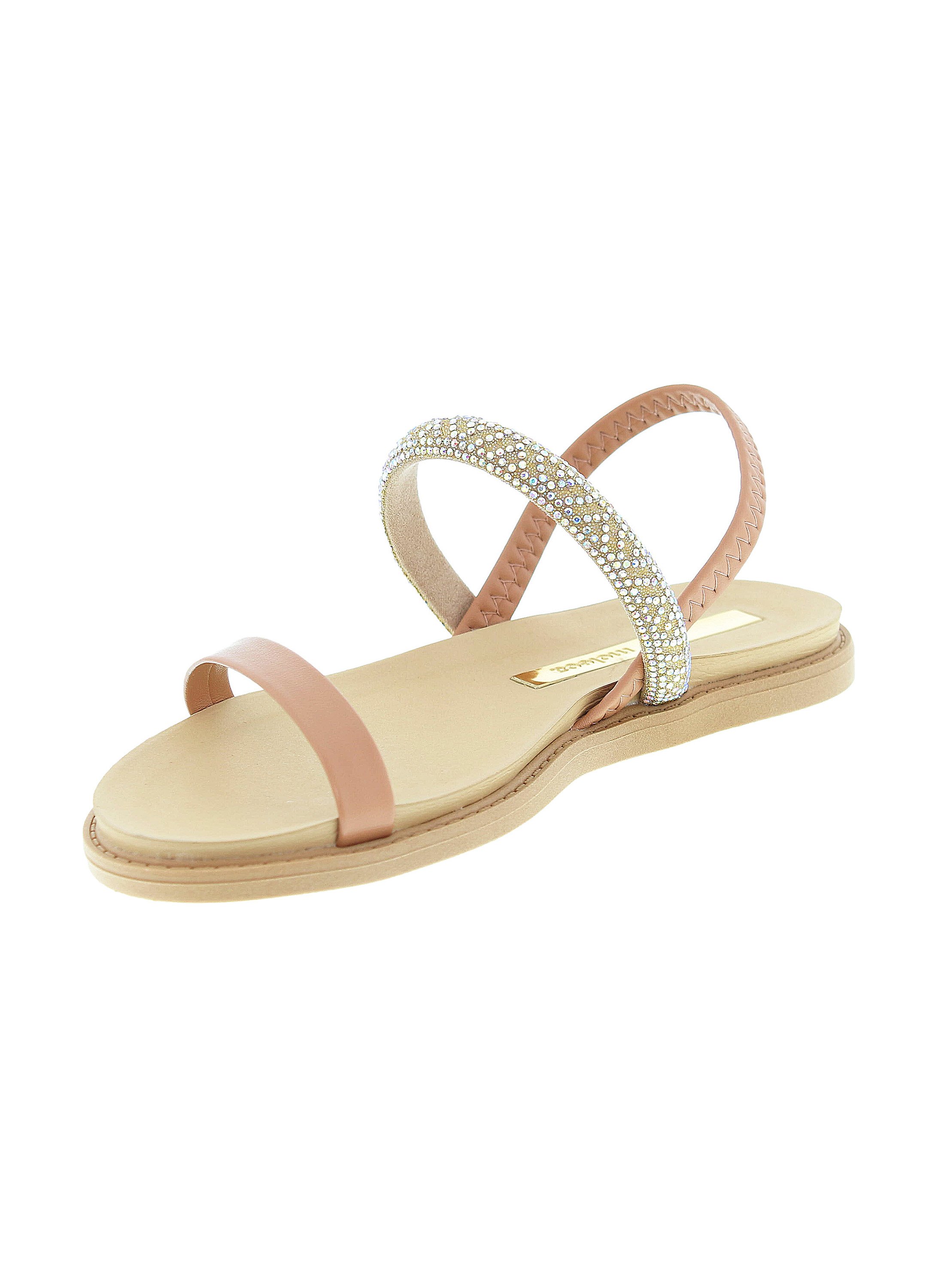 Nude Embellished Flat Sandals 