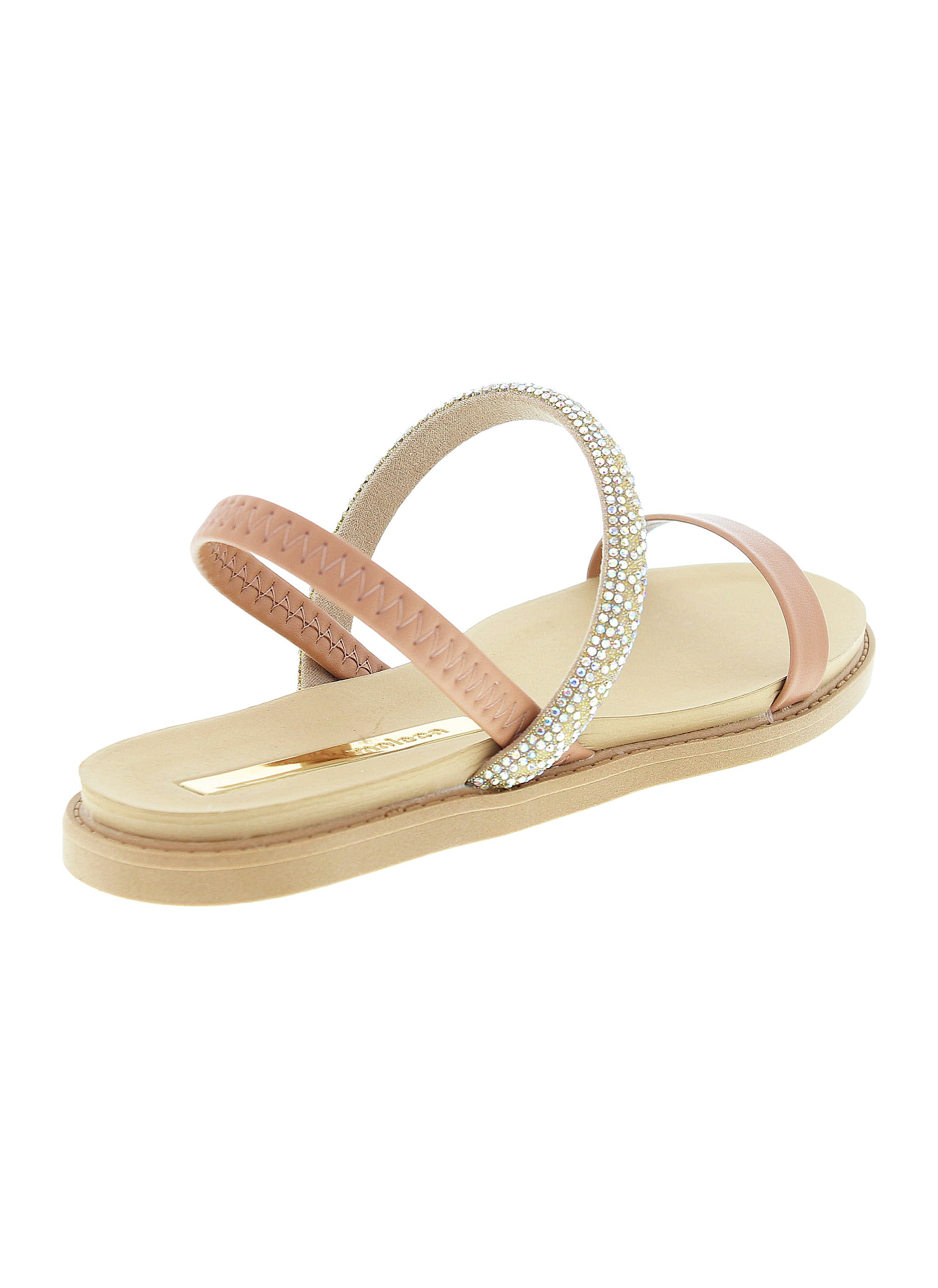 Nude Embellished Flat Sandals 