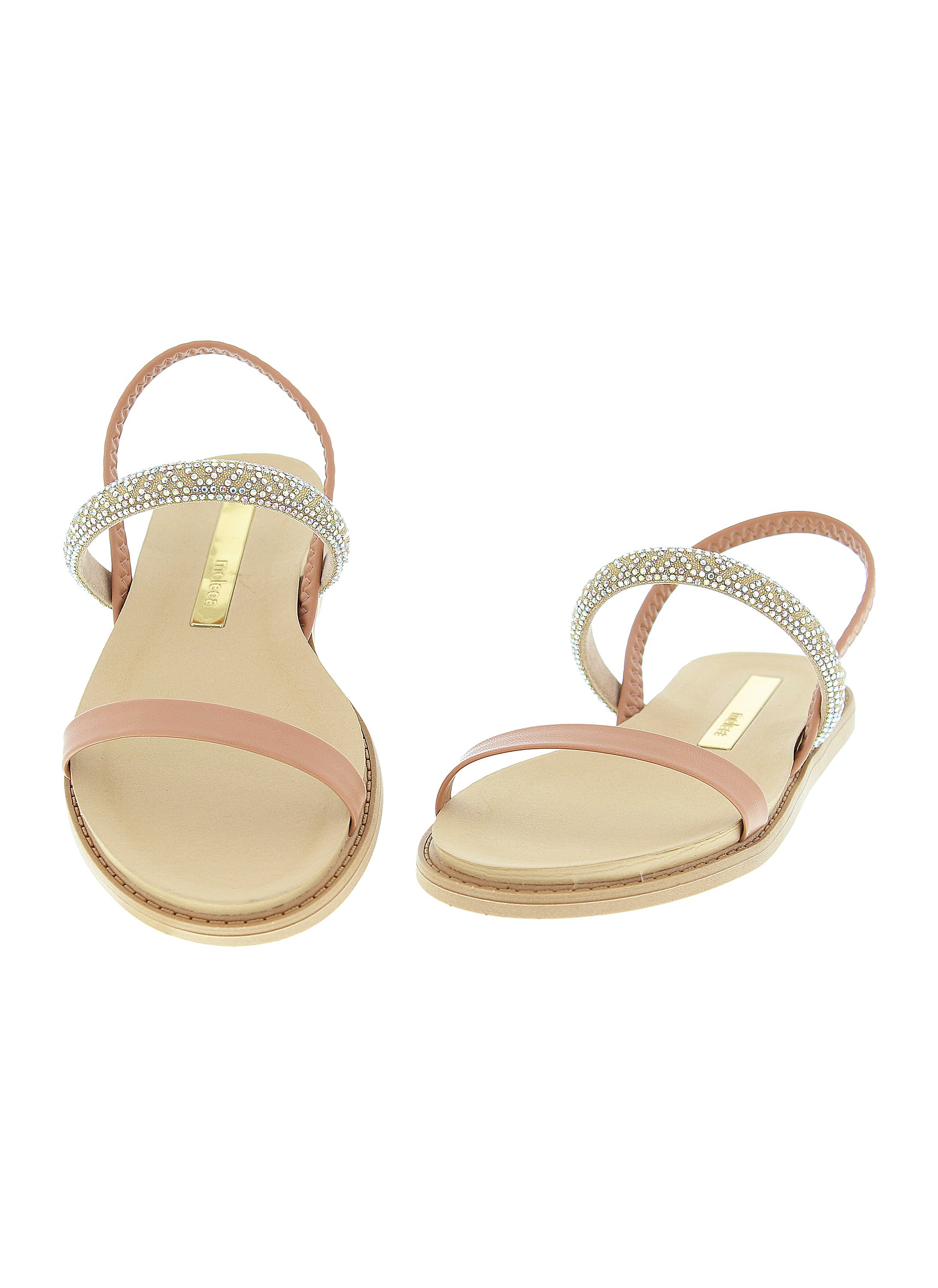 Nude Embellished Flat Sandals 