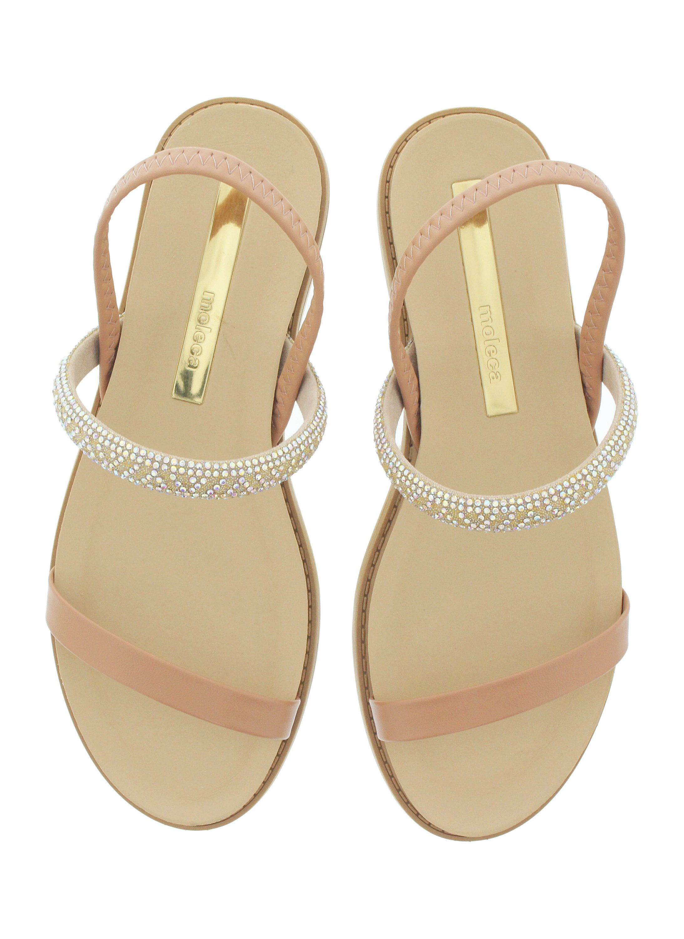 Nude Embellished Flat Sandals 