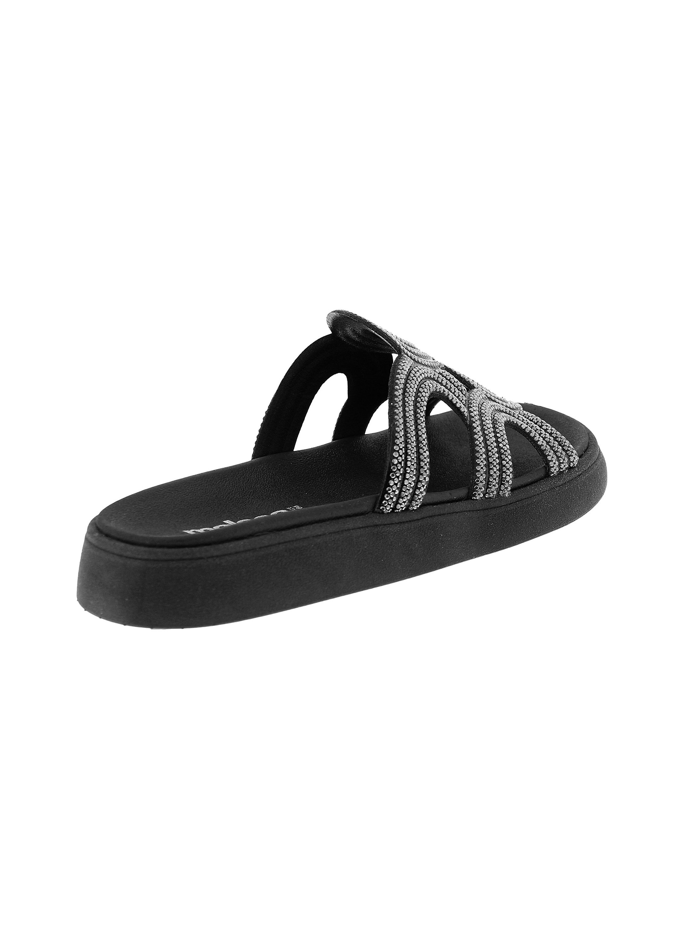Black Embellished Flat Sandals 