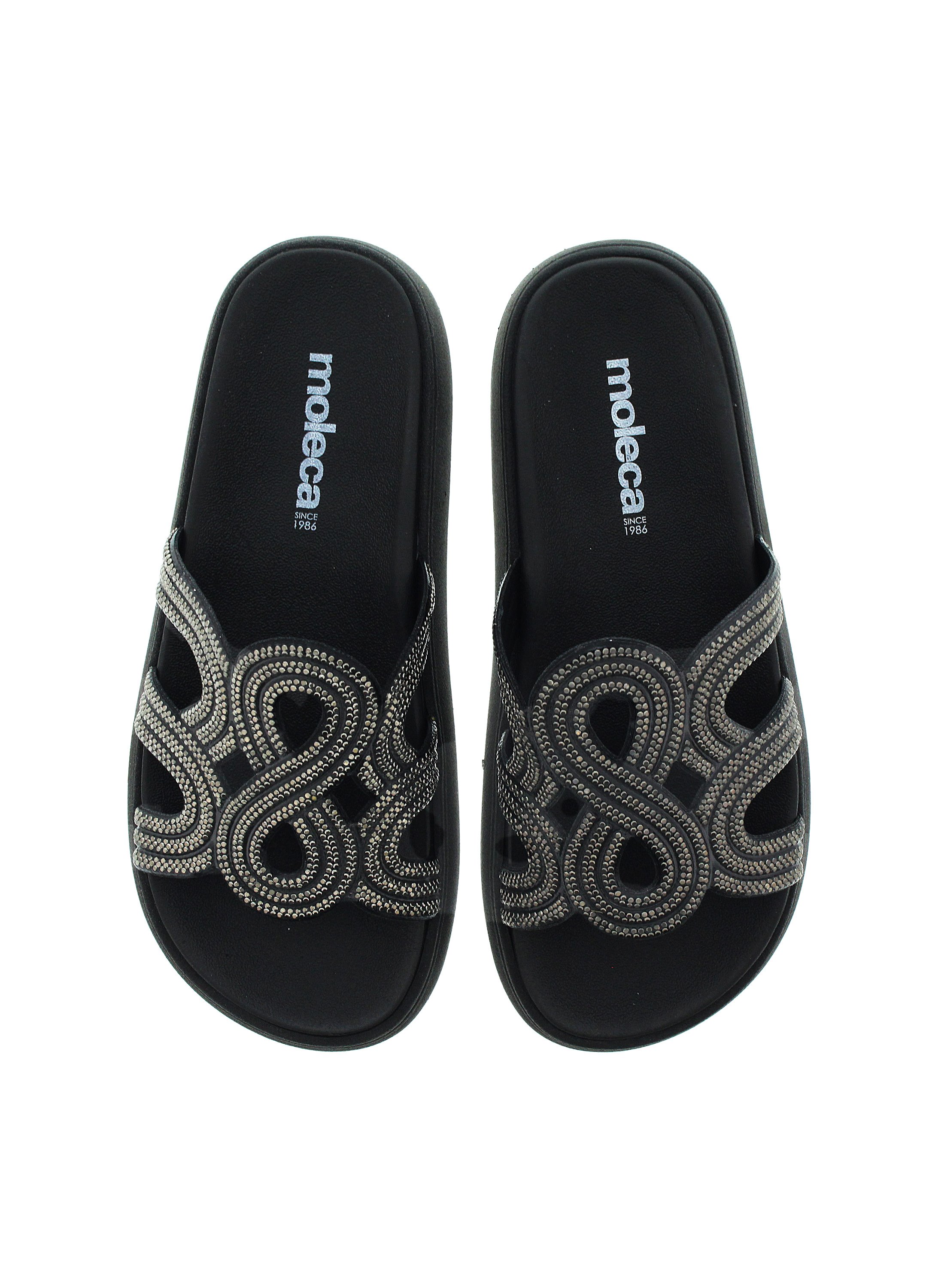 Black Embellished Flat Sandals 