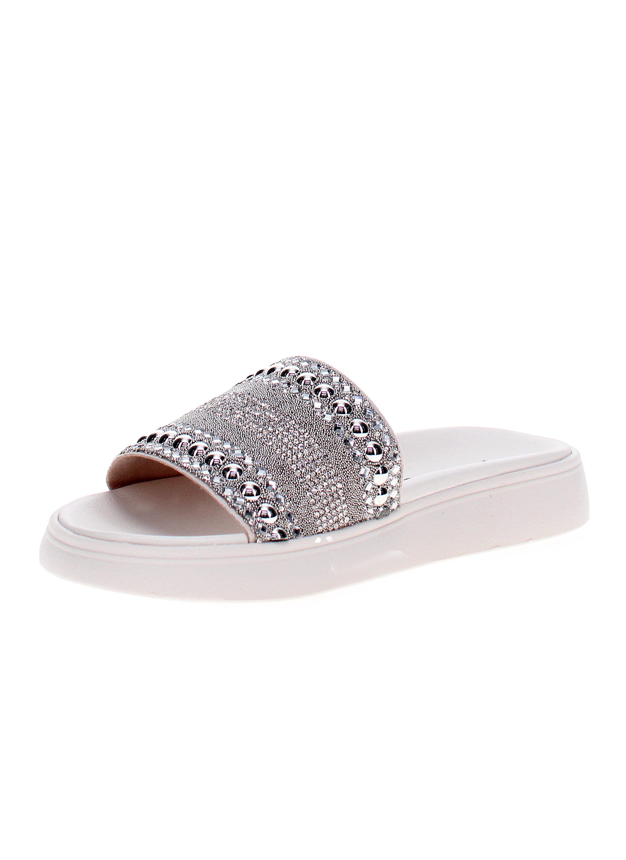 Off White Embellished Flat Sandals 
