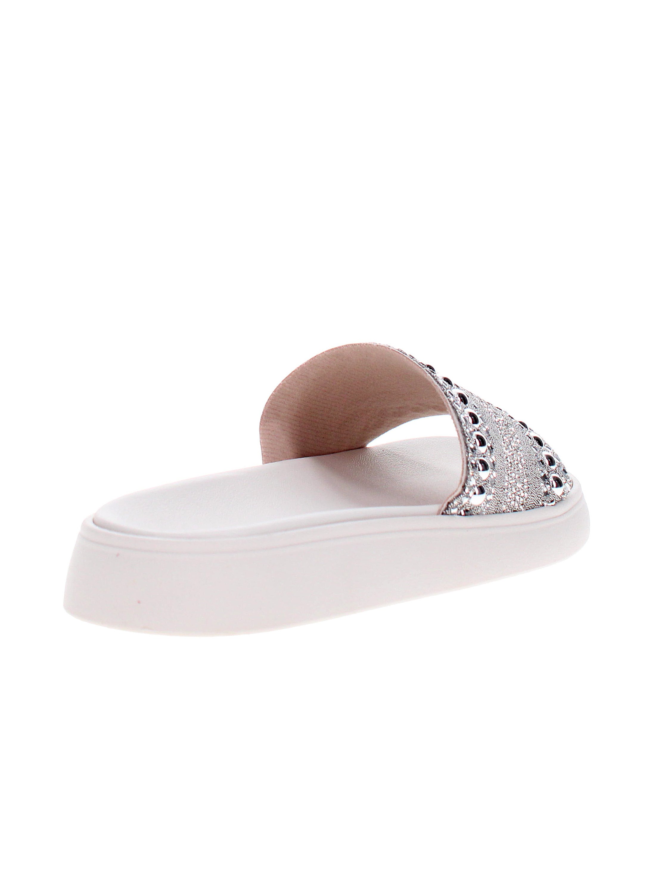 Off White Embellished Flat Sandals 