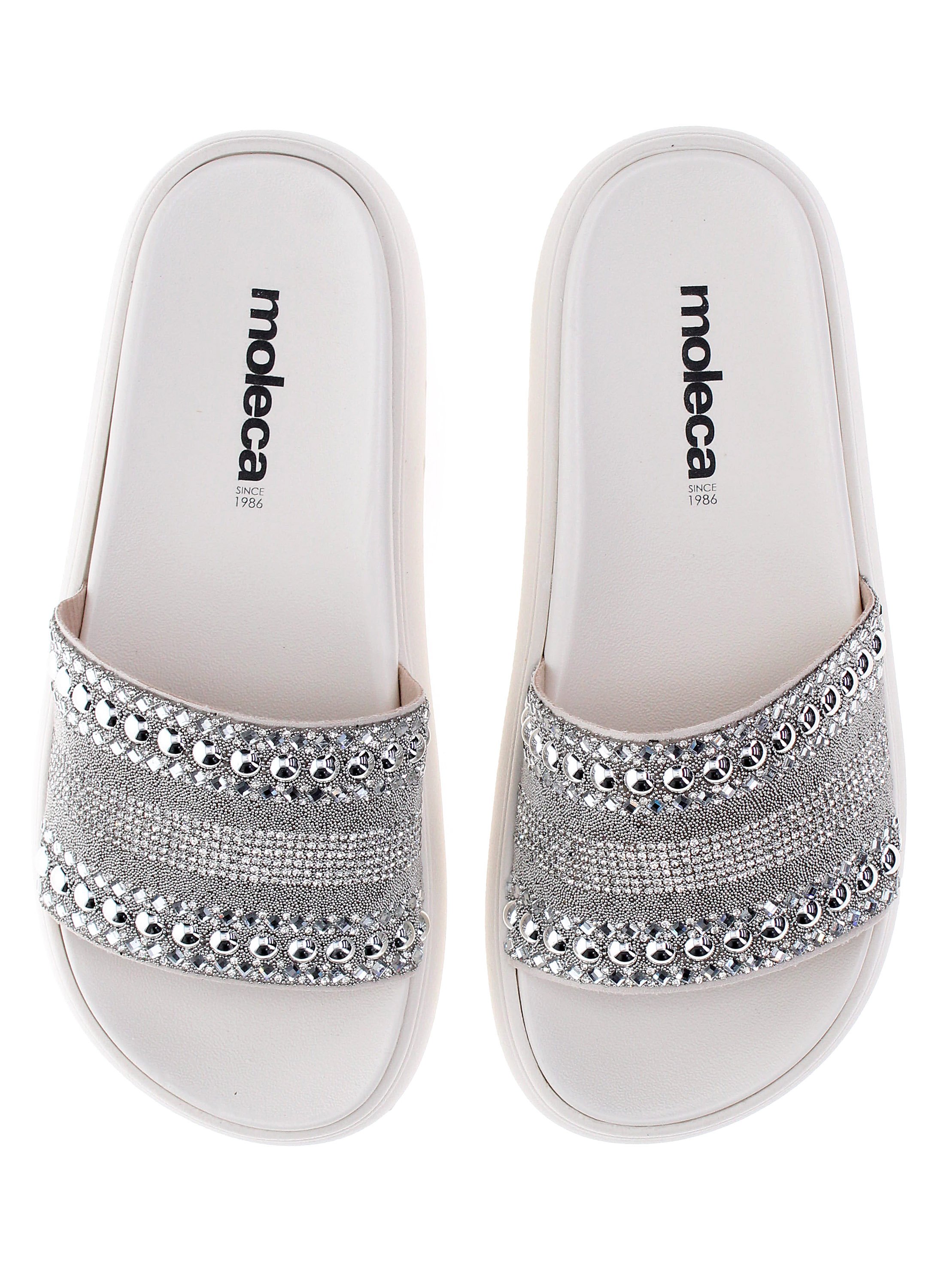 Off White Embellished Flat Sandals 