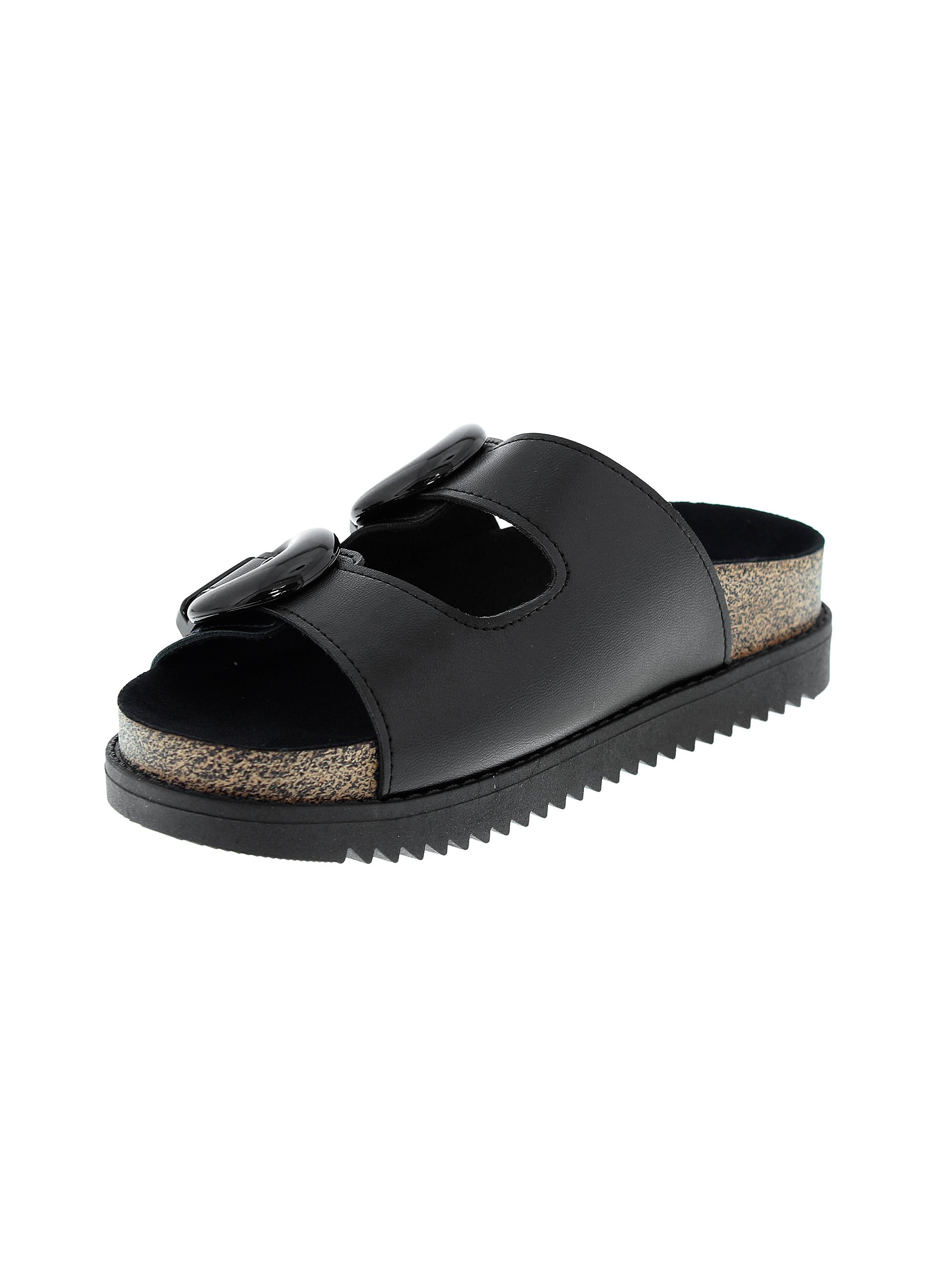 Black Buckle Detail Comfort Sandals 