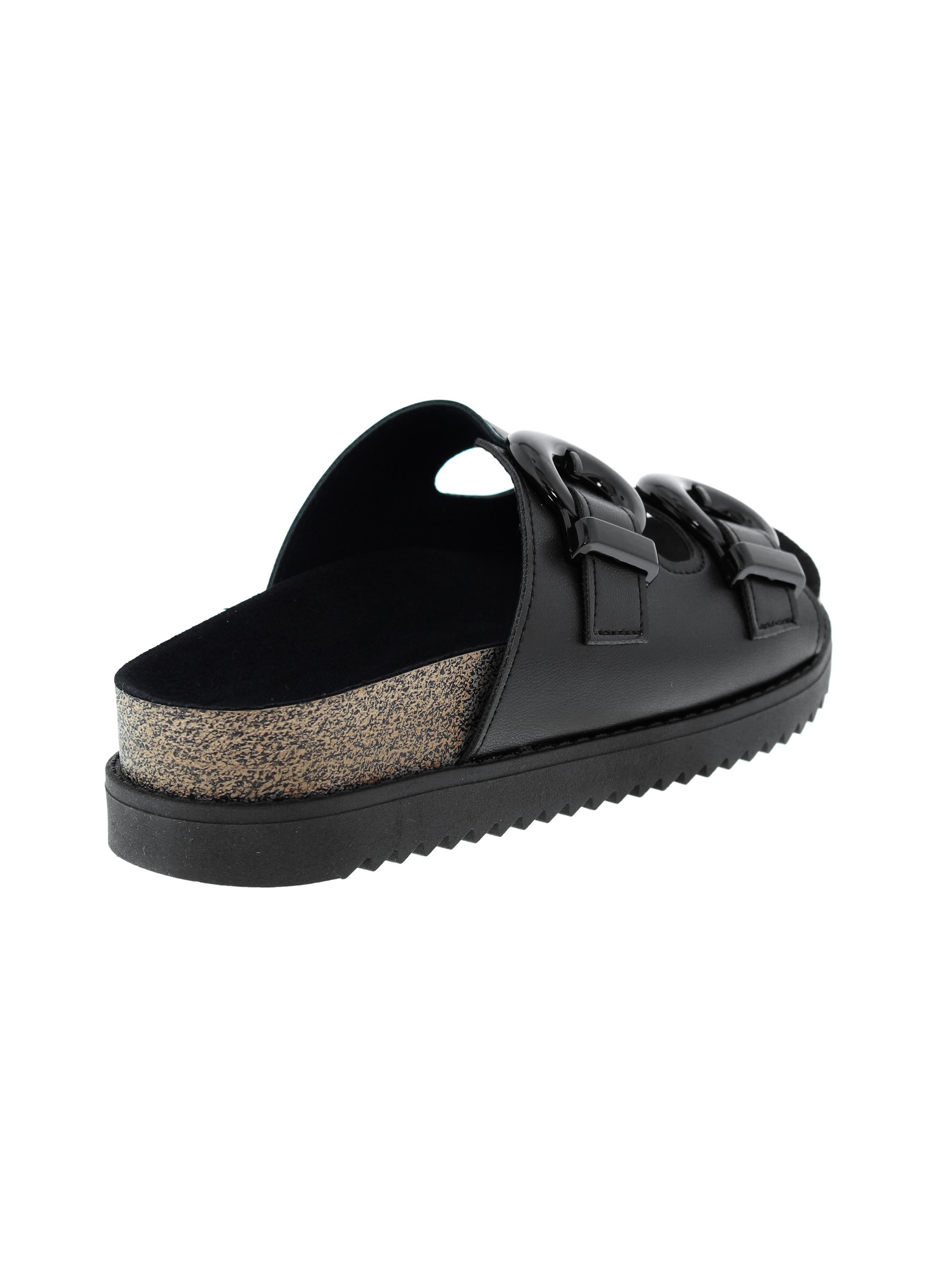 Black Buckle Detail Comfort Sandals 