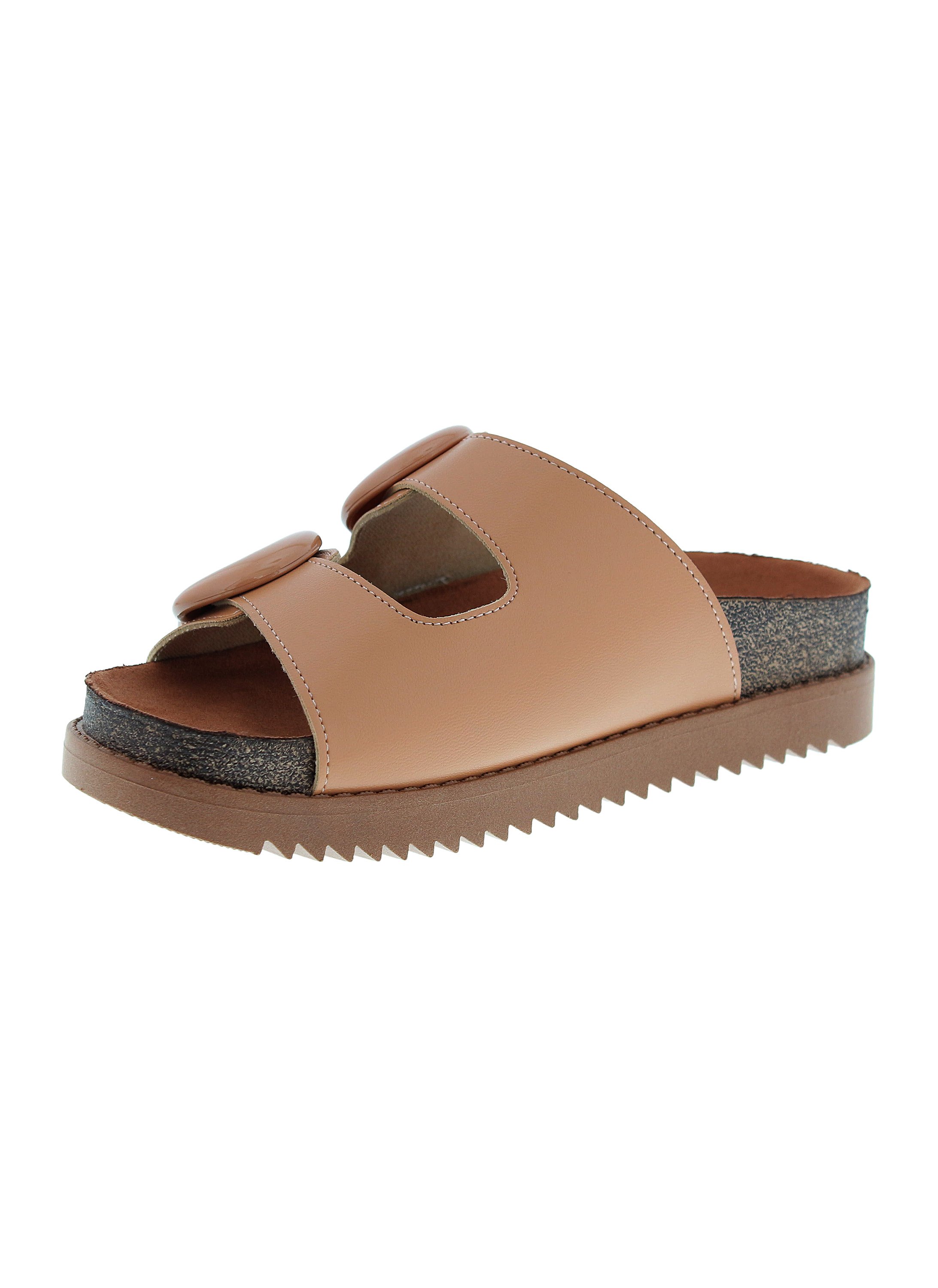 Nude Buckle Detail Comfort Sandals 