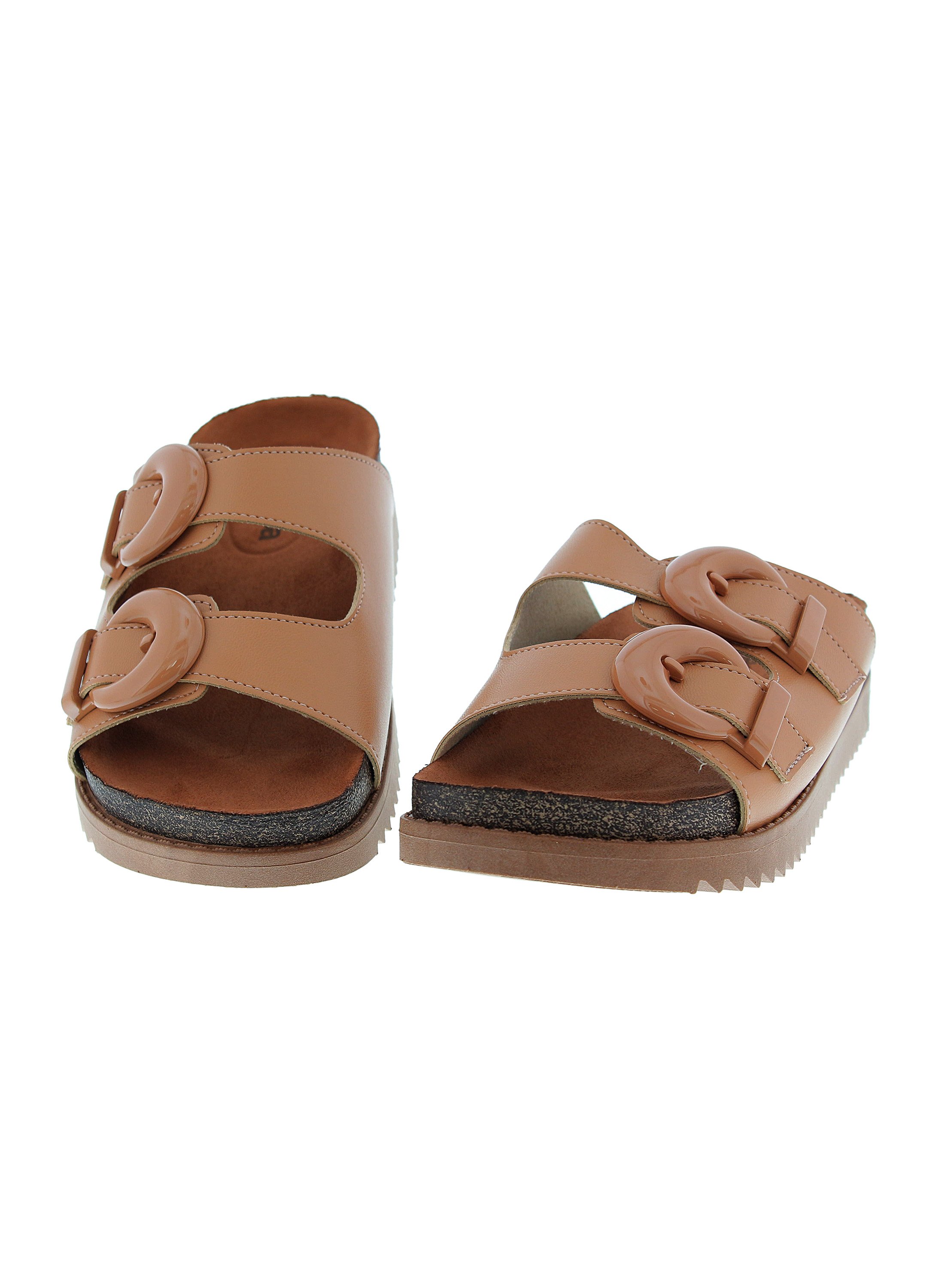 Nude Buckle Detail Comfort Sandals 