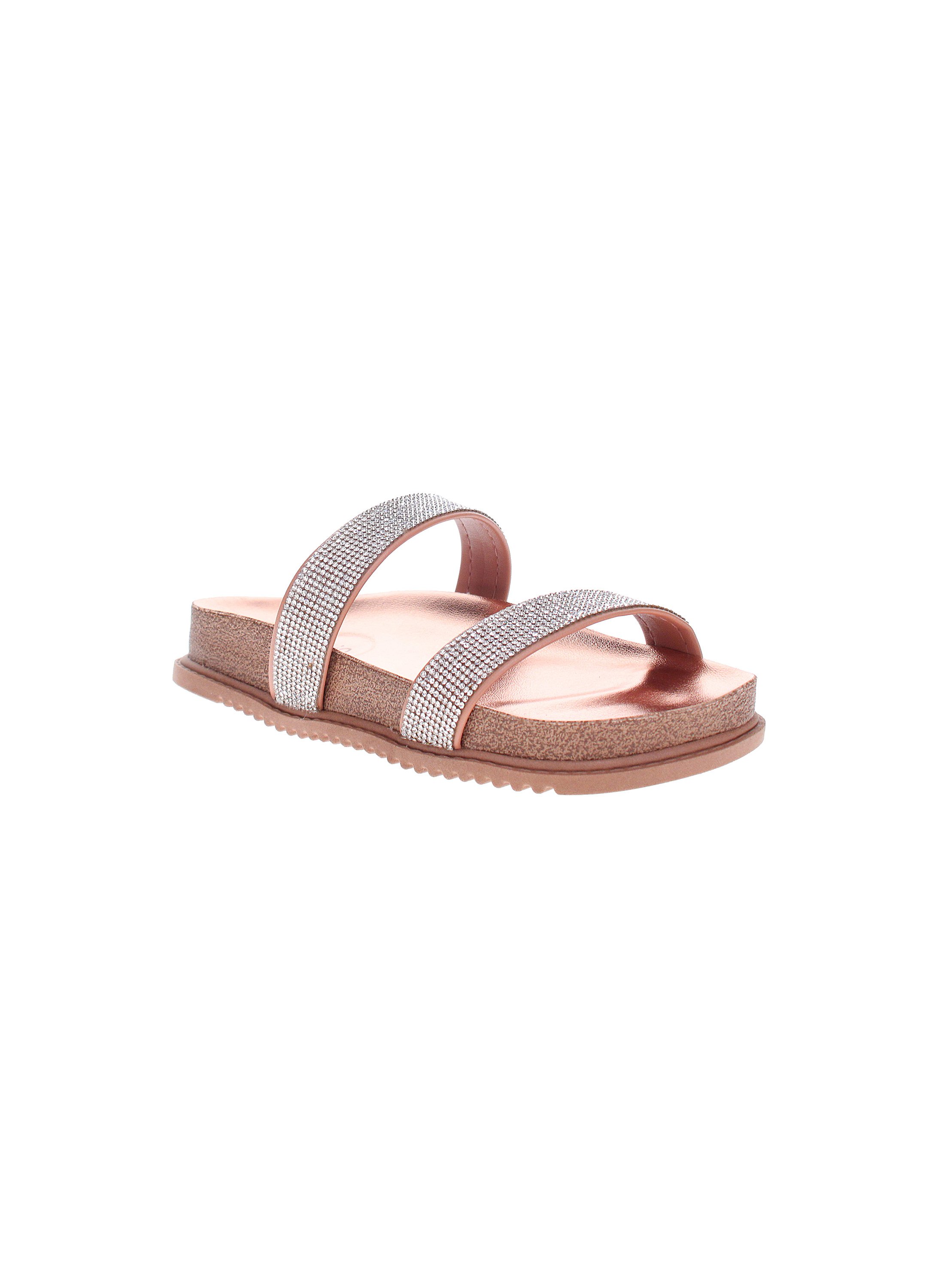 Nude Rhinestone Slip-On Flat Sandals