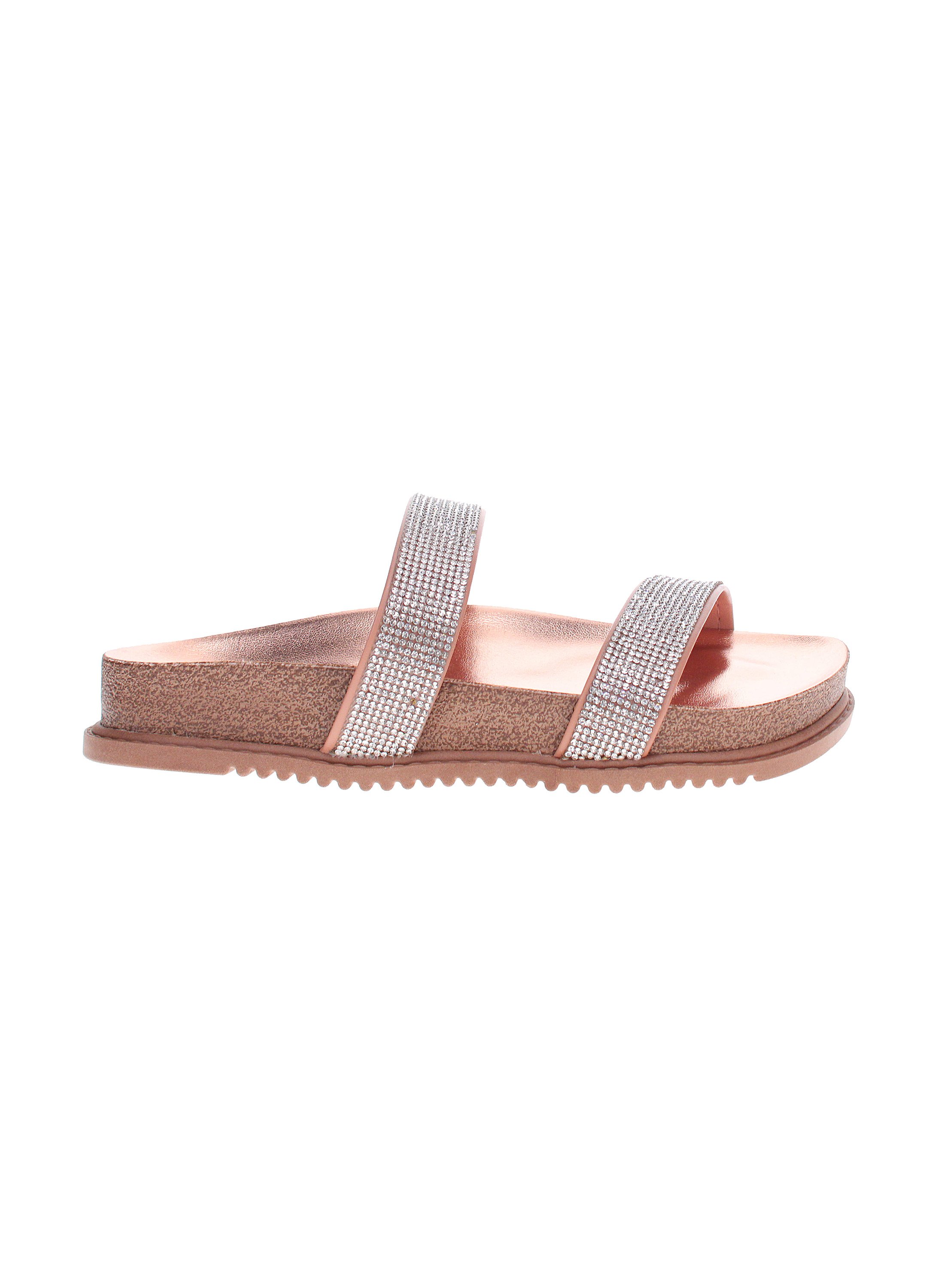 Nude Rhinestone Slip-On Flat Sandals