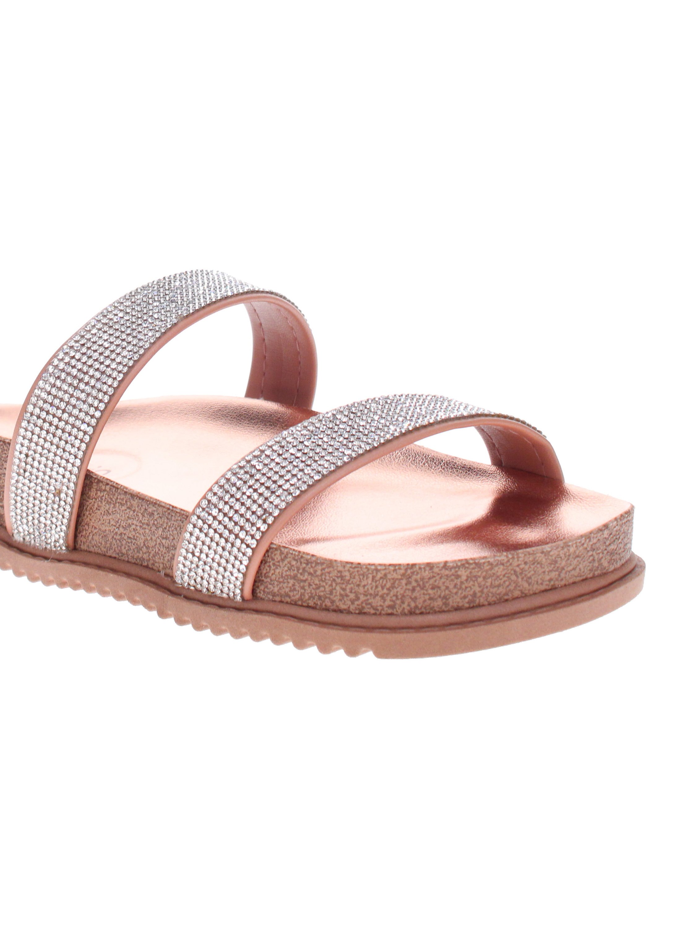 Nude Rhinestone Slip-On Flat Sandals