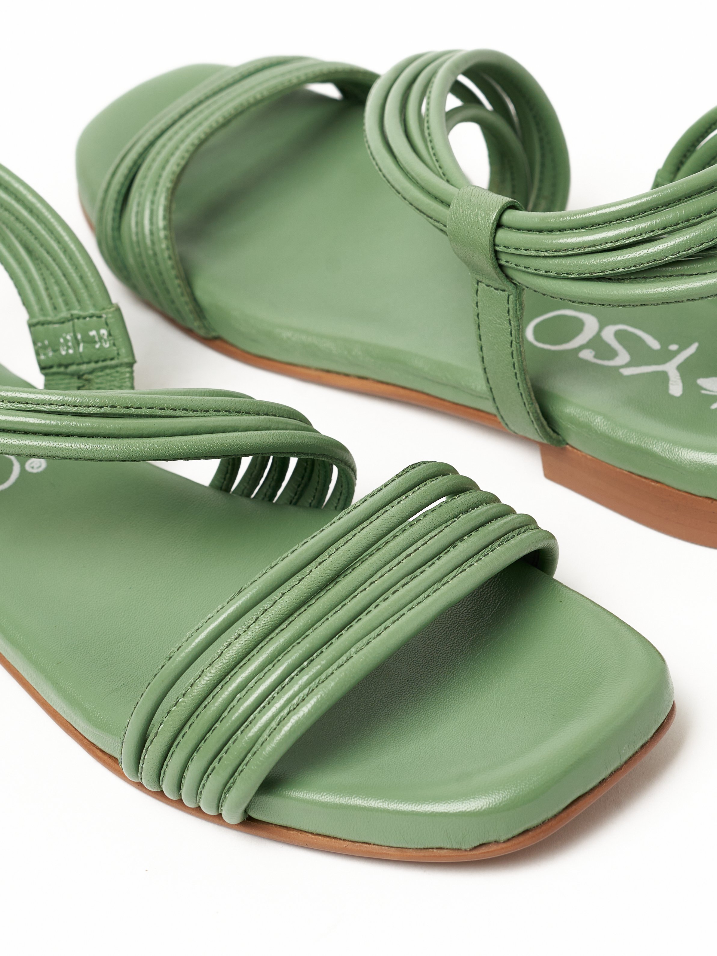 Green Strappy Flat Sandals