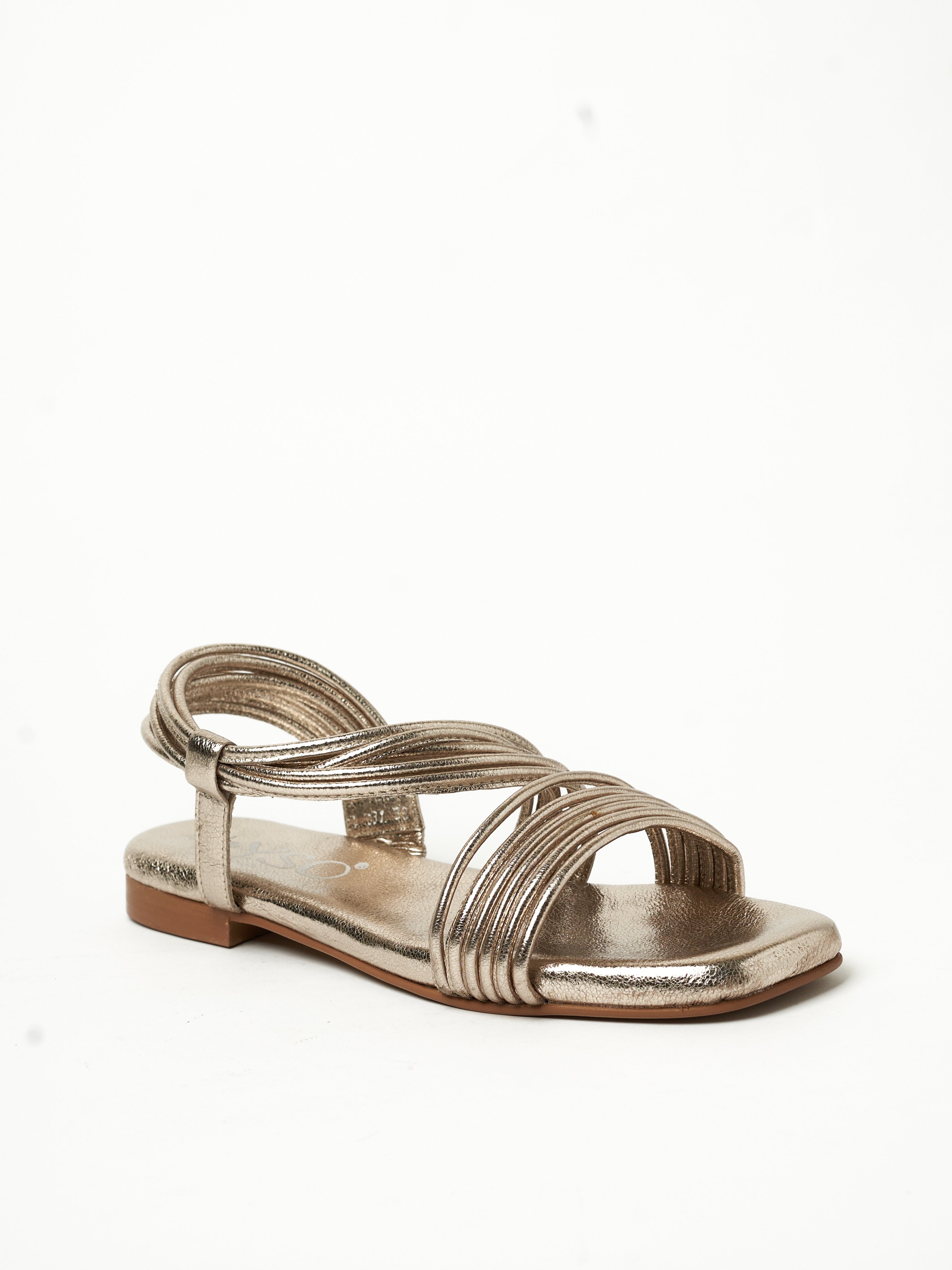 Metallic Pink Strappy Flat Sandals
