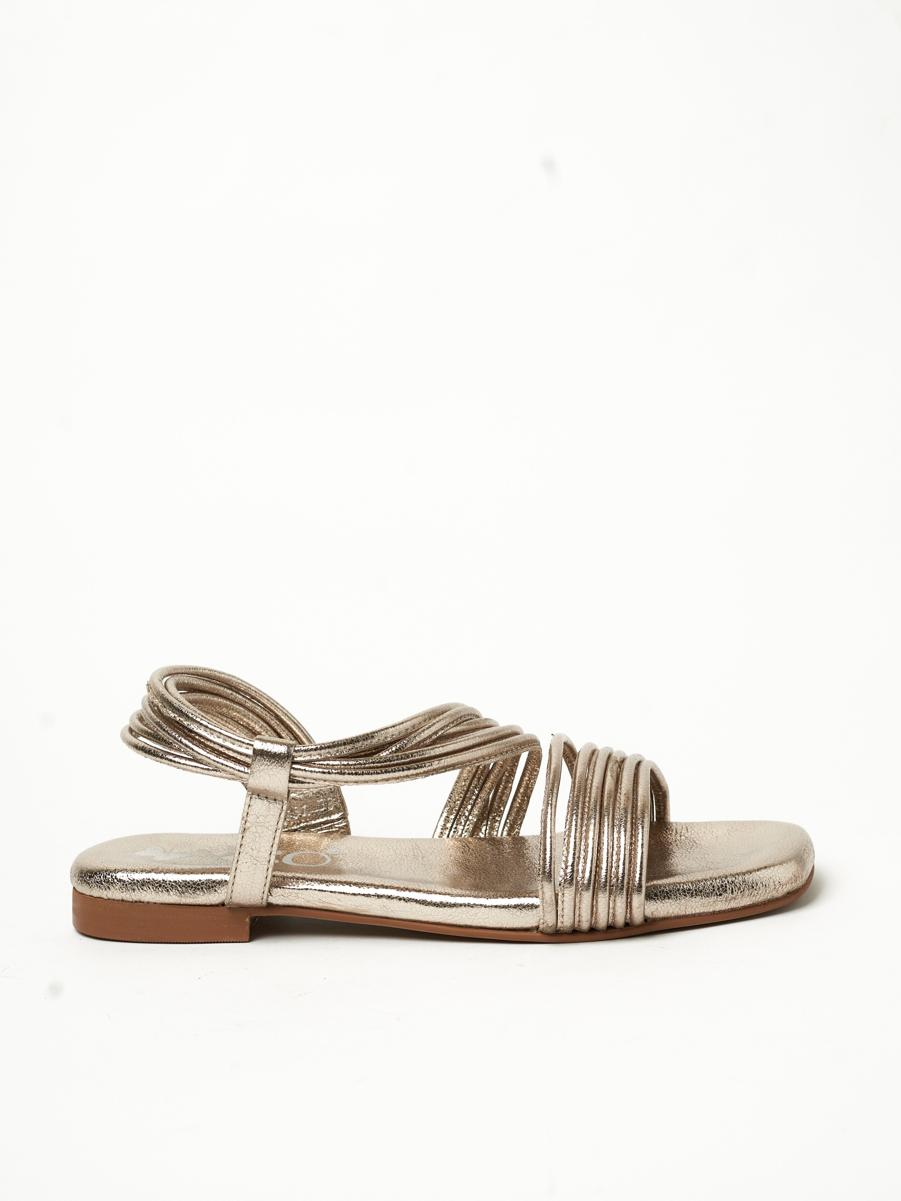 Metallic Pink Strappy Flat Sandals